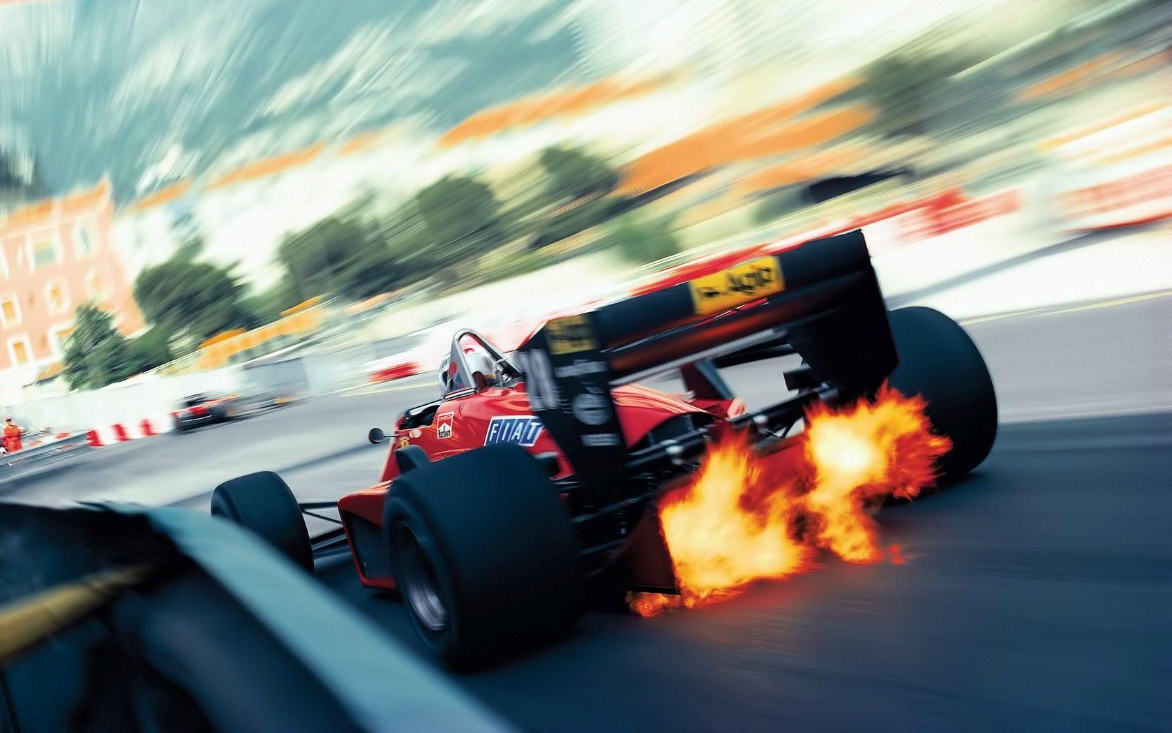 Red Bull Racing, Flammen, Auspuff, Bewegungsunschärfe, Digitale Kunst, HD, Laptop-Hintergrundbild