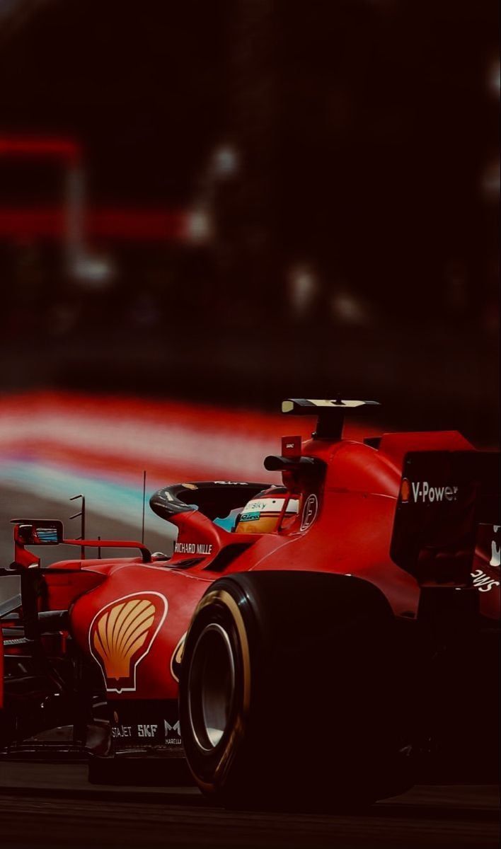 Scuderia Ferrari, Bewegungsunschärfe, Rot, Dunkel, Hochformat, Android-Hintergrundbild