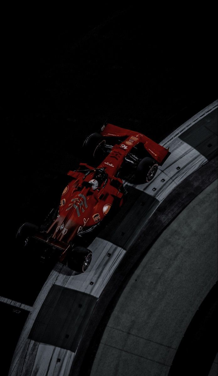 Ferrari, Formel-1-Wagen, Dunkel, Draufsicht, Rot, Hochformat, Hintergrundbild fürs Smartphone