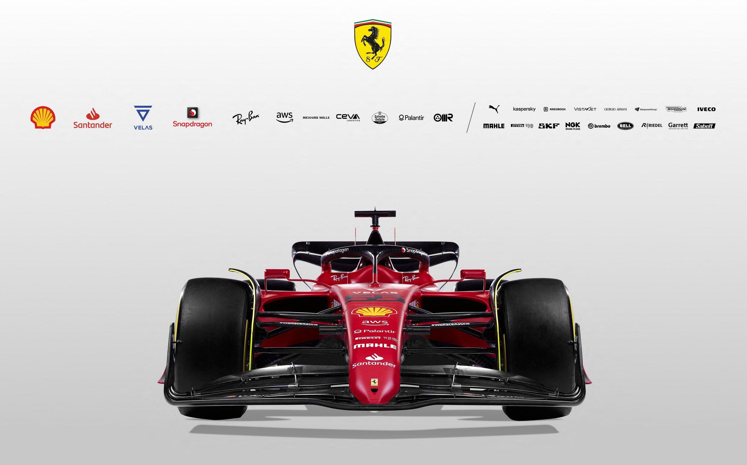 Ferrari F1-75, Scuderia Ferrari, Präsentation, Sponsoren, Weißer Hintergrund, Full HD Wallpaper