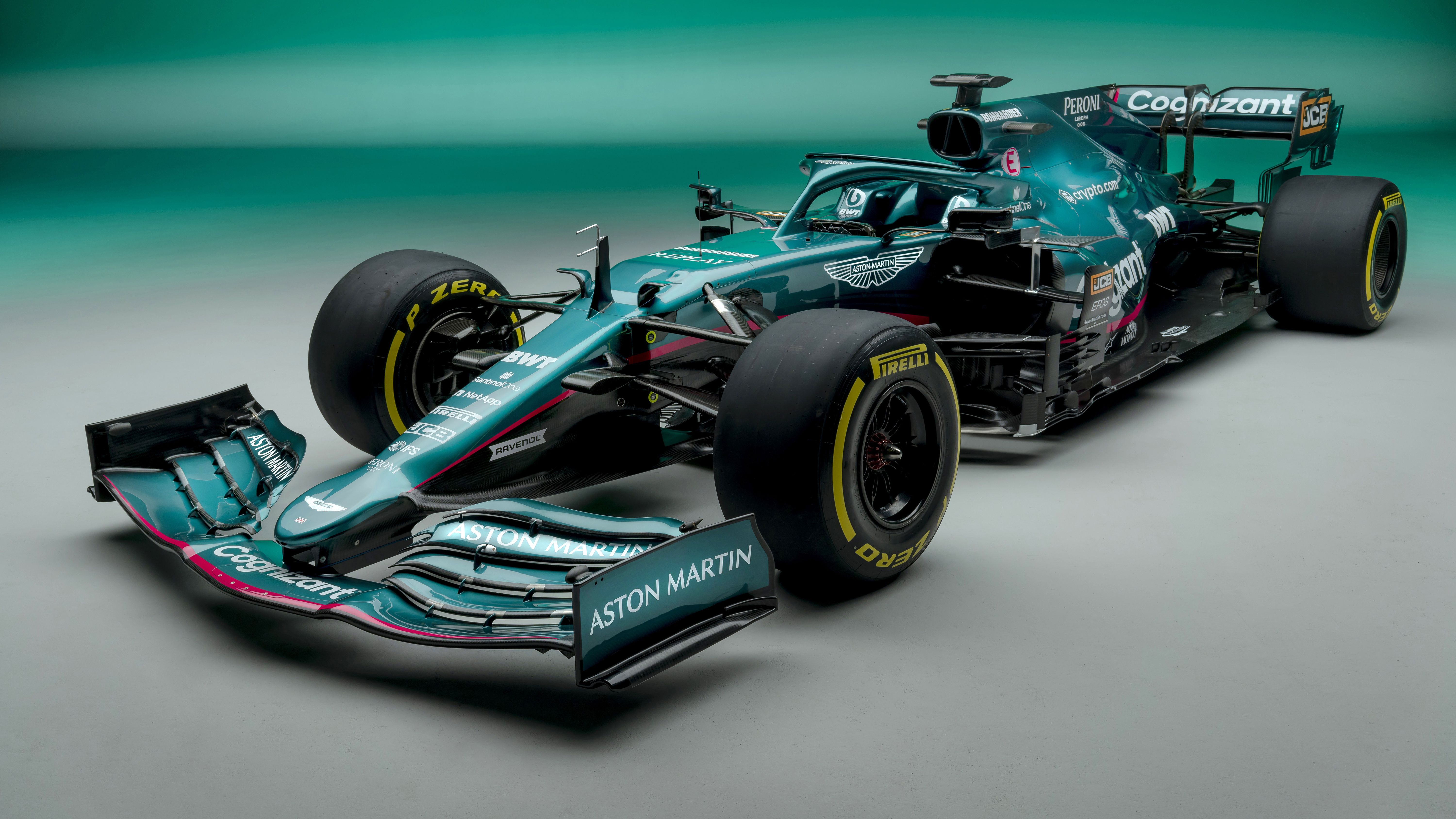 Aston Martin, Formel-1-Wagen, Cognizant, Studioaufnahme, Britisch Rennsportgrün, 6K-Hintergrund