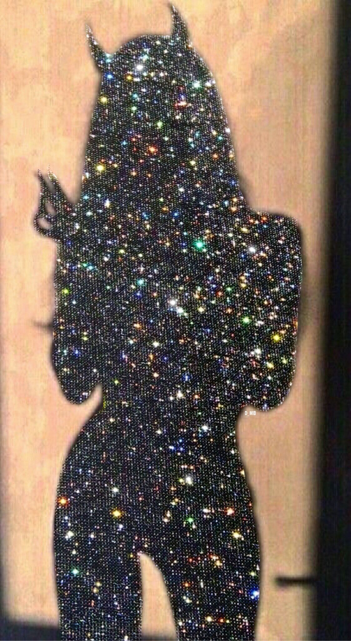 Silhouette, Frau, Glitzerschatten, Teufelshörner, Wand, Full HD, Sperrbildschirm fürs iPhone