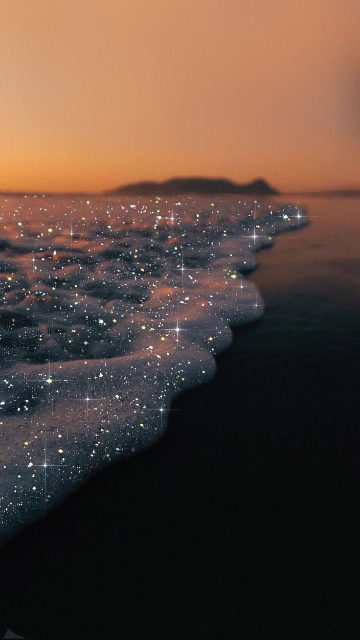 Meer, Sonnenuntergang, Glitzerwellen, Insel, Strand, Abenddämmerung, Android-Hintergrundbild