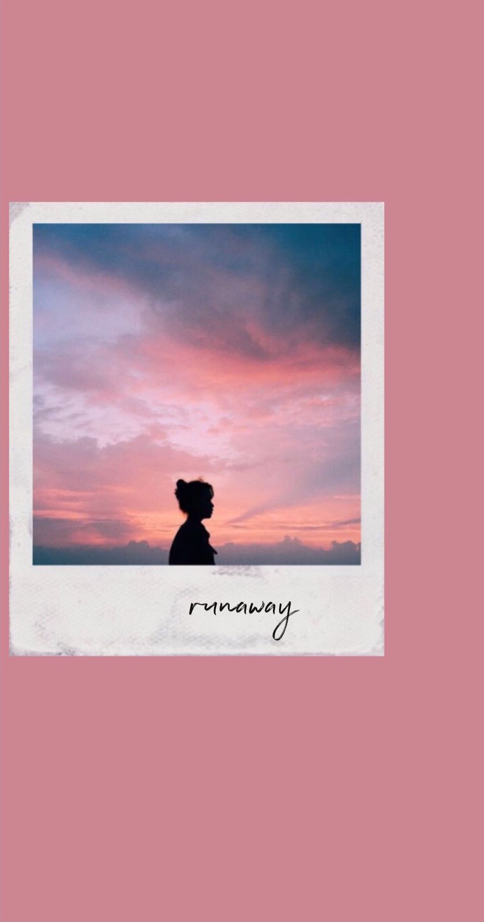 Polaroid, Silhouette, Sonnenuntergang, Altrosa, HD, Hintergrundbild fürs Handy