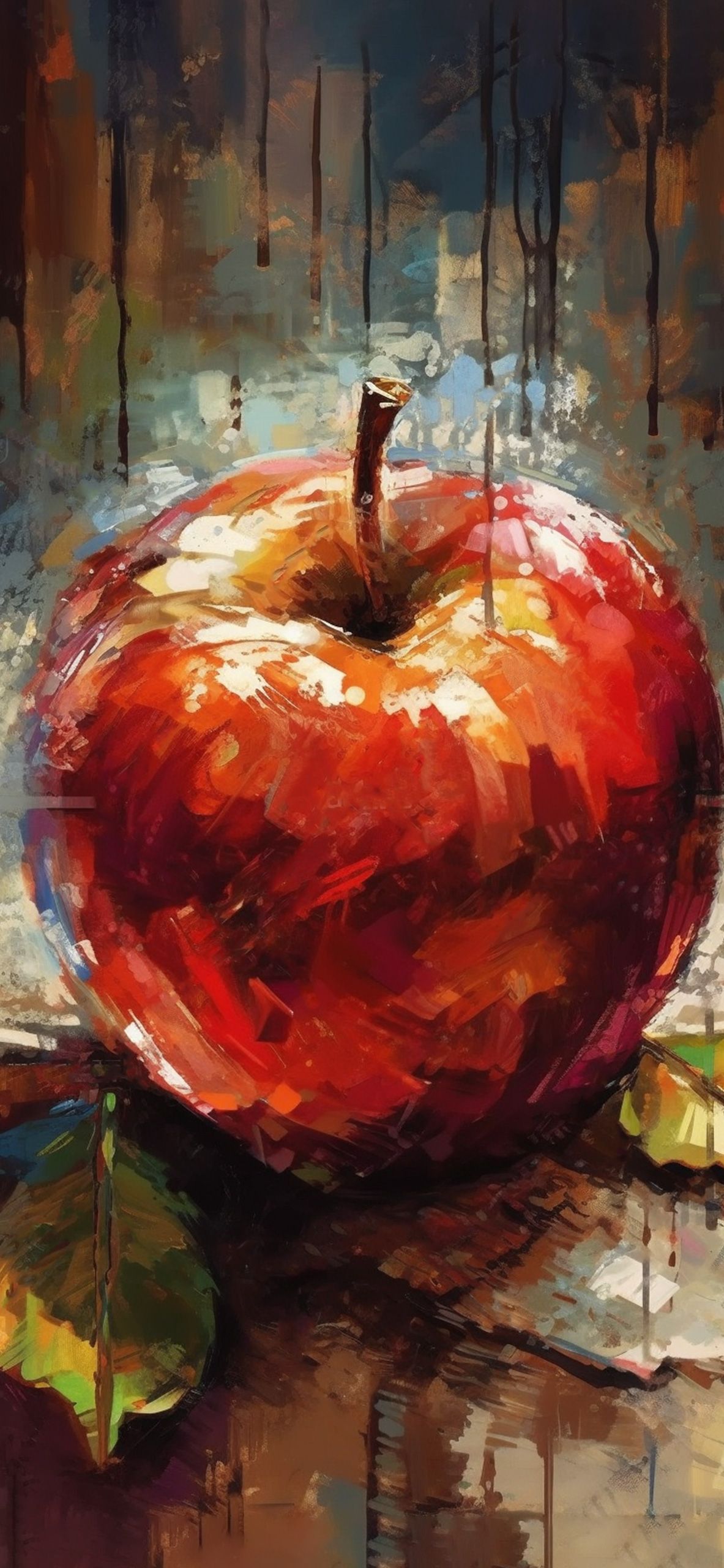 Roter Apfel, Gemälde, Kunst, Obst, Full HD, Handy-Hintergrund im Hochformat