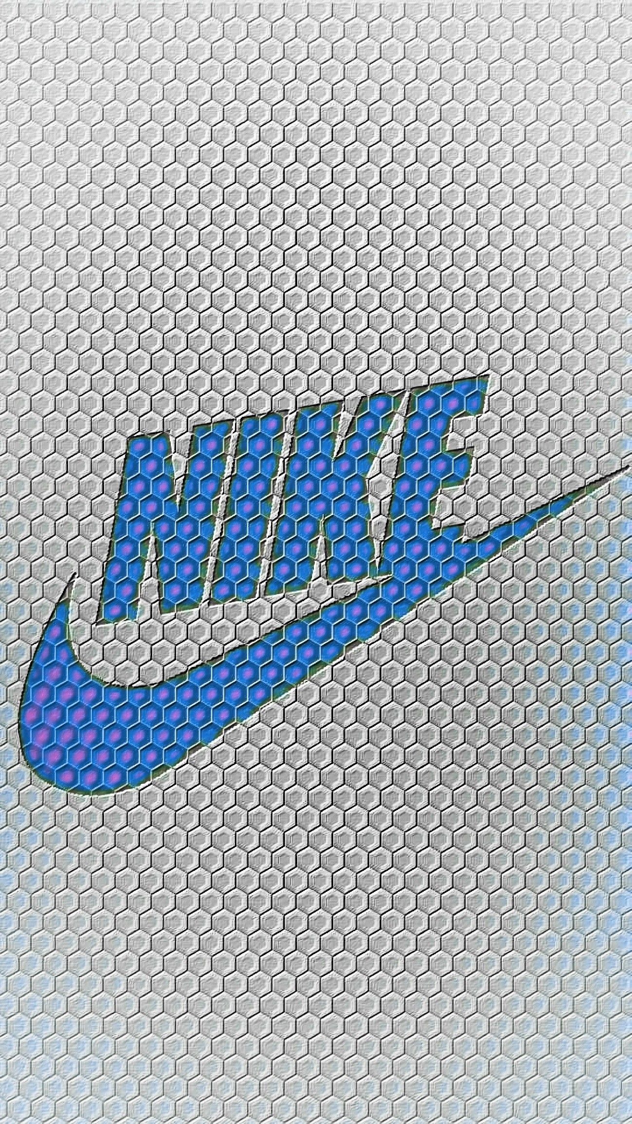 Nike, Logo, Blau, Wabenmuster, Grau, Full HD, Handy-Hintergrund im Hochformat