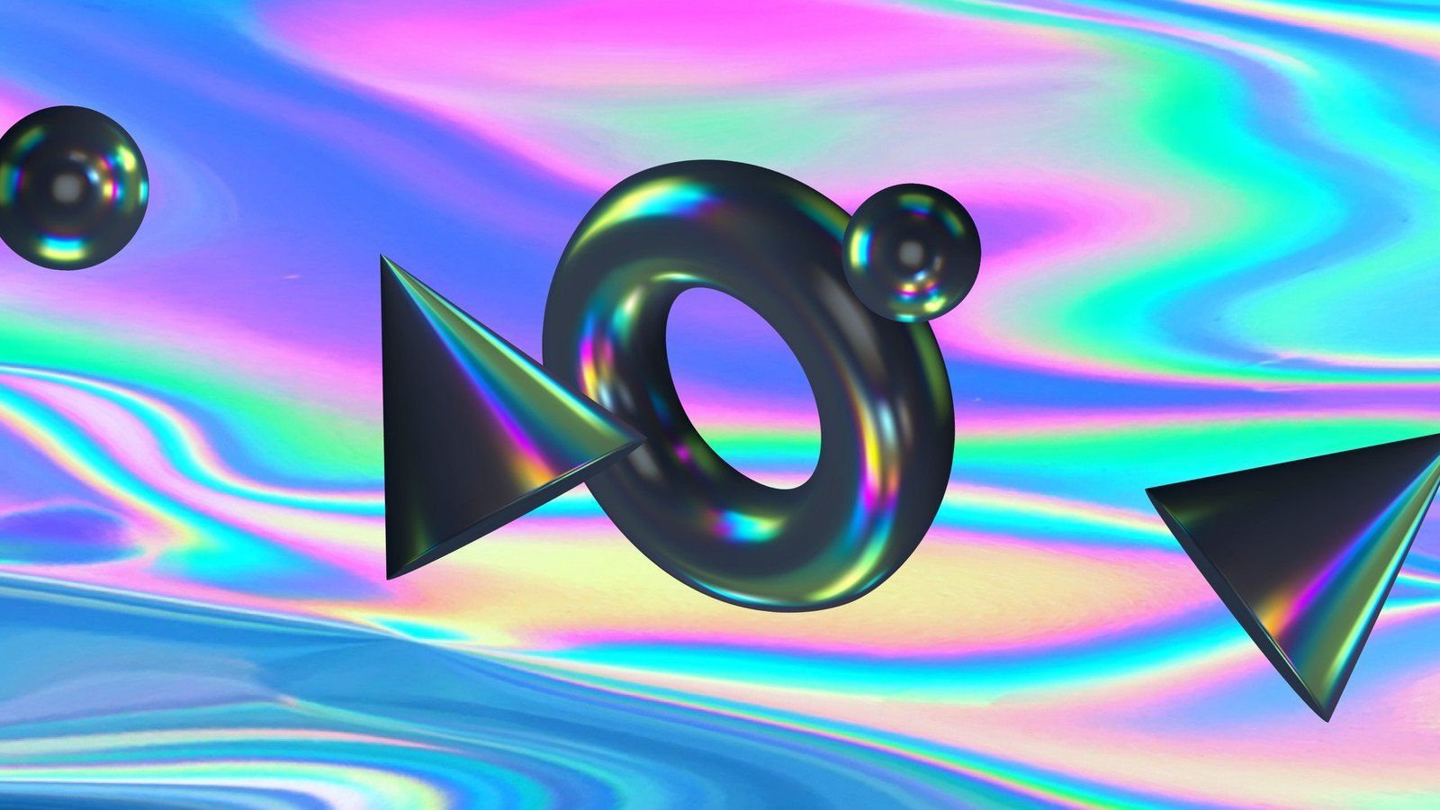3D-Formen, Holografisch, Torus, Irisierend, Abstrakt, HD, Hintergrundbild für den PC