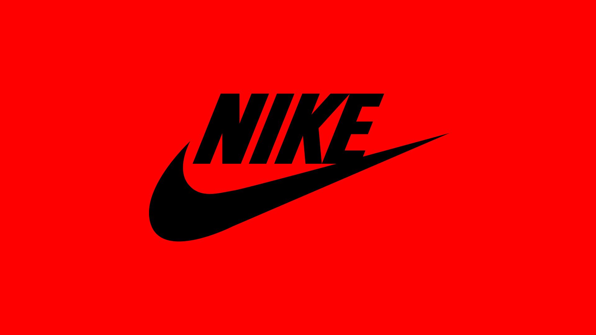 Nike, Logo, Roter Hintergrund, Schwarz, Minimalistisch, Full HD Wallpaper