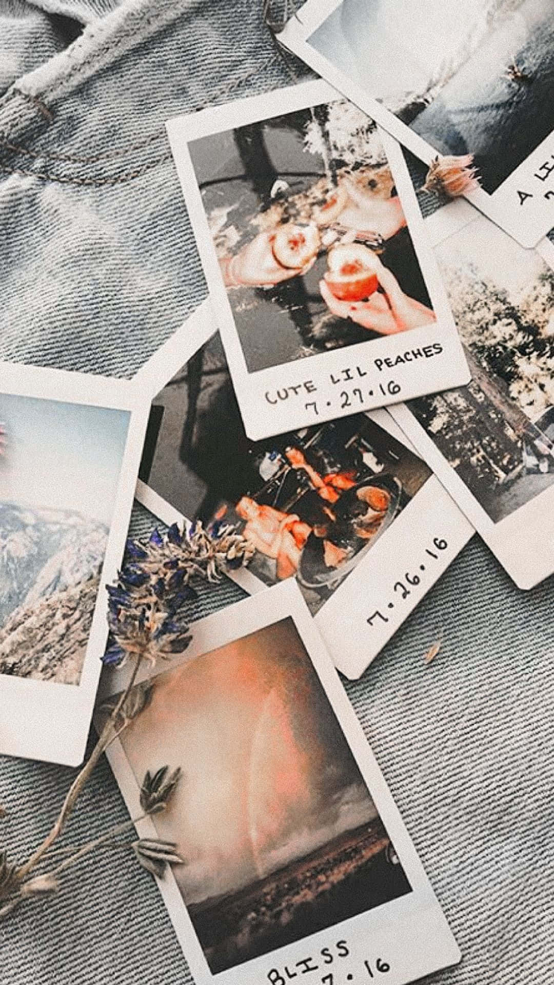 Polaroid-Fotos, Stapel, Handschrift, Vintage, Erinnerungen, Android-Hintergrundbild