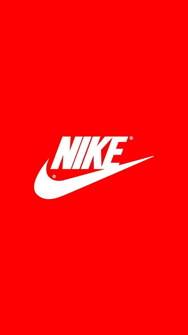Nike, Logo, Roter Hintergrund, Weiß, Minimalistisch, HD, Sperrbildschirm fürs iPhone