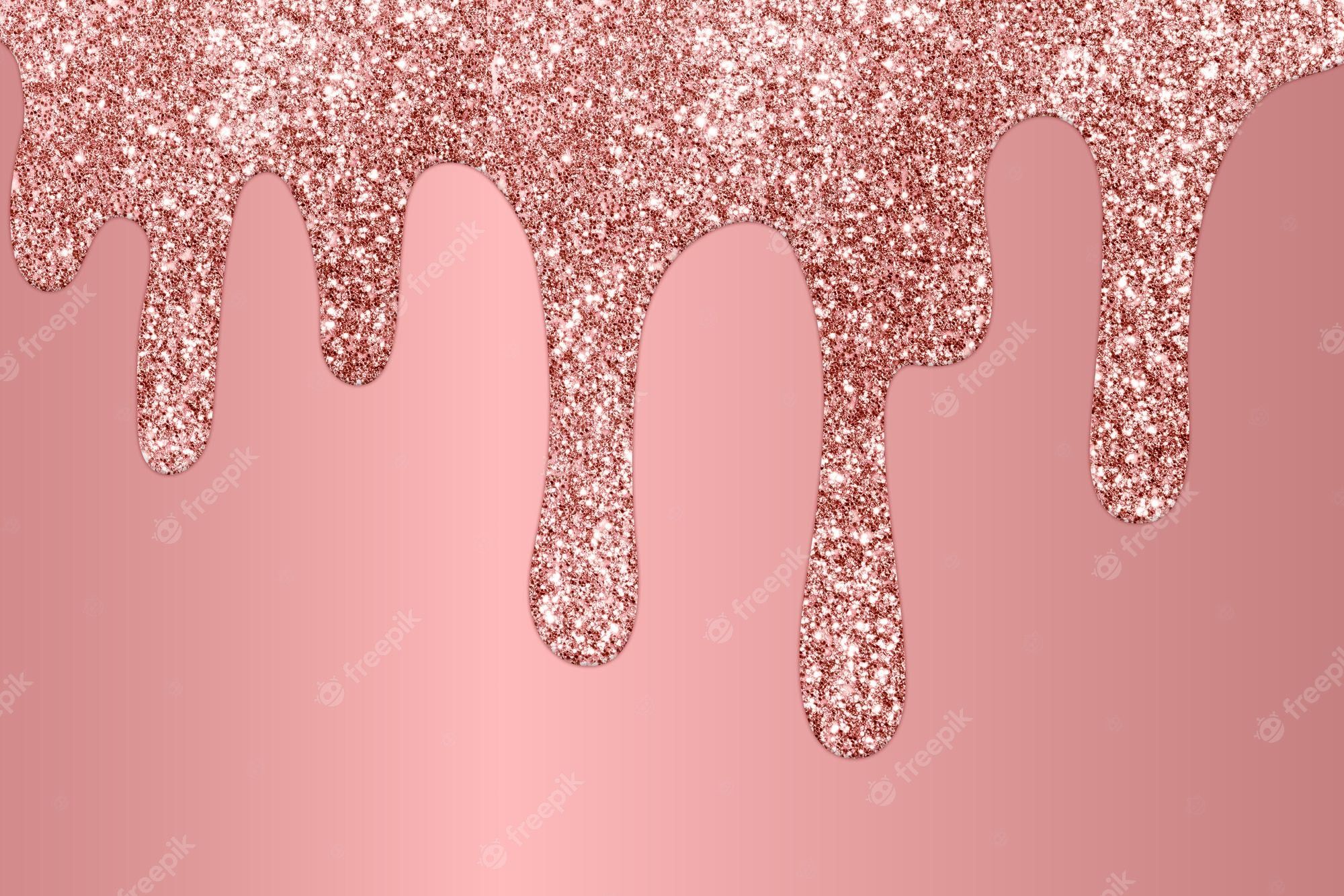 Roségold, Glitzer-Tropfen, Drip, Rosa Hintergrund, Full HD Wallpaper