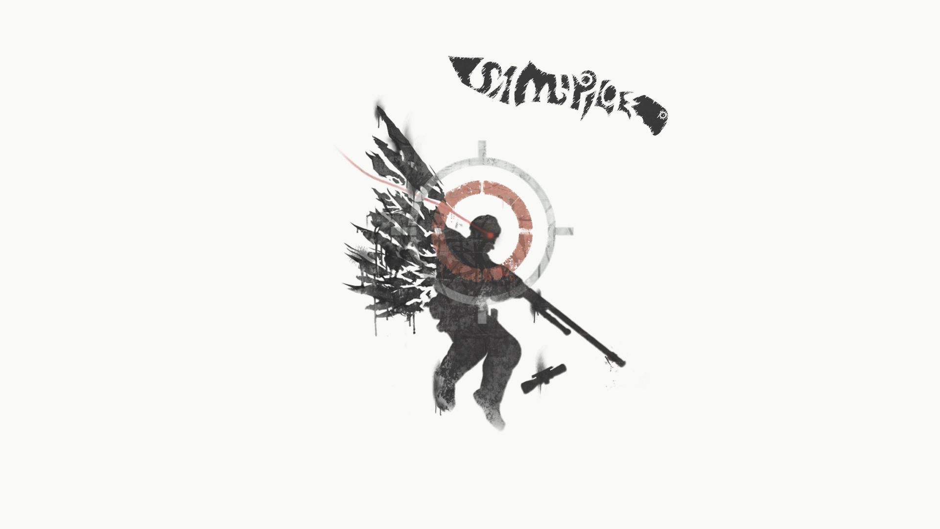 CS:GO, Scharfschütze, Fadenkreuz, Tuschestil, Weißer Hintergrund, Full HD Wallpaper