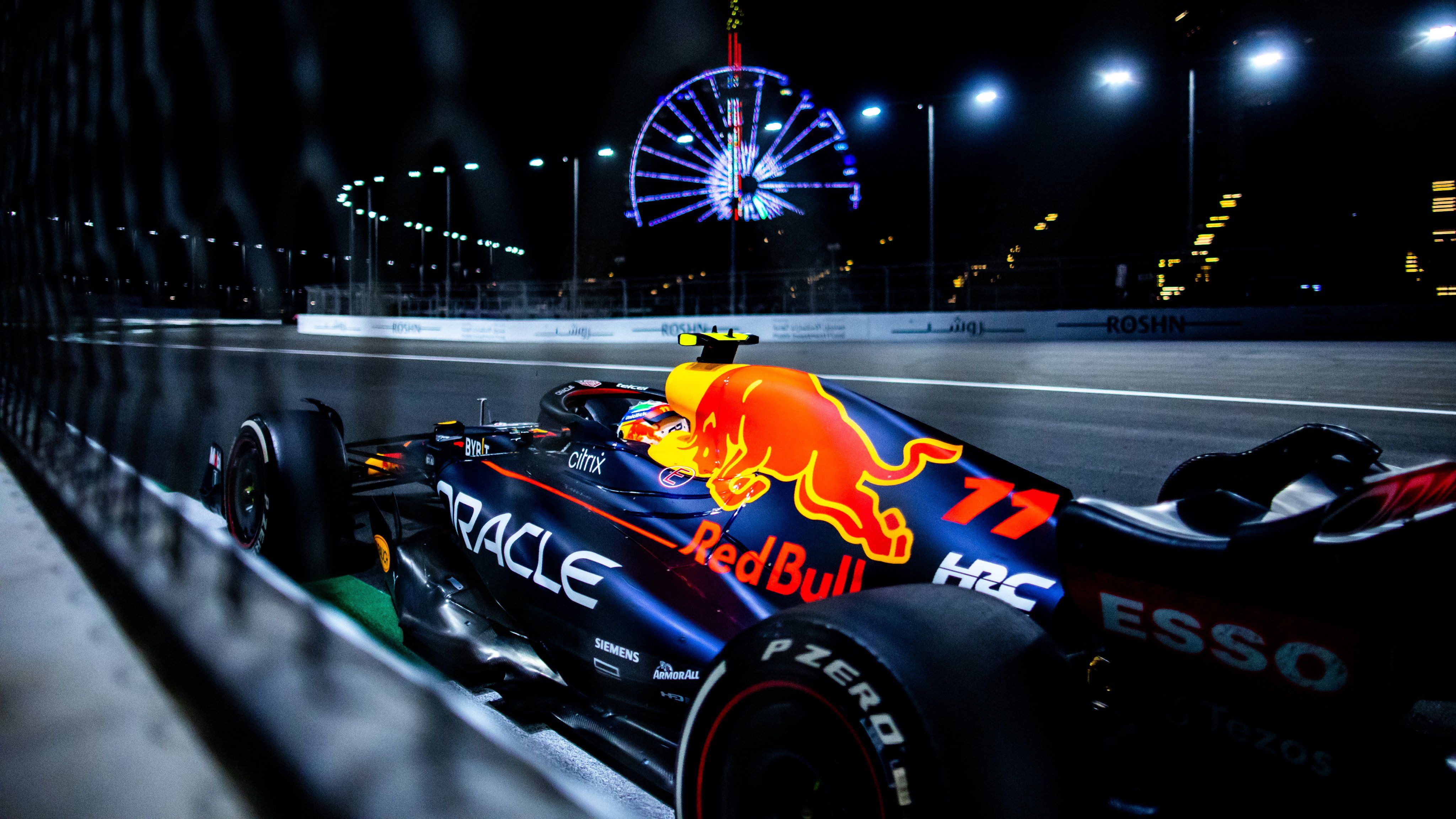 Sergio Pérez, Red Bull Racing, Nachtrennen, Riesenrad, Oracle, 4K, PC-Hintergrundbild