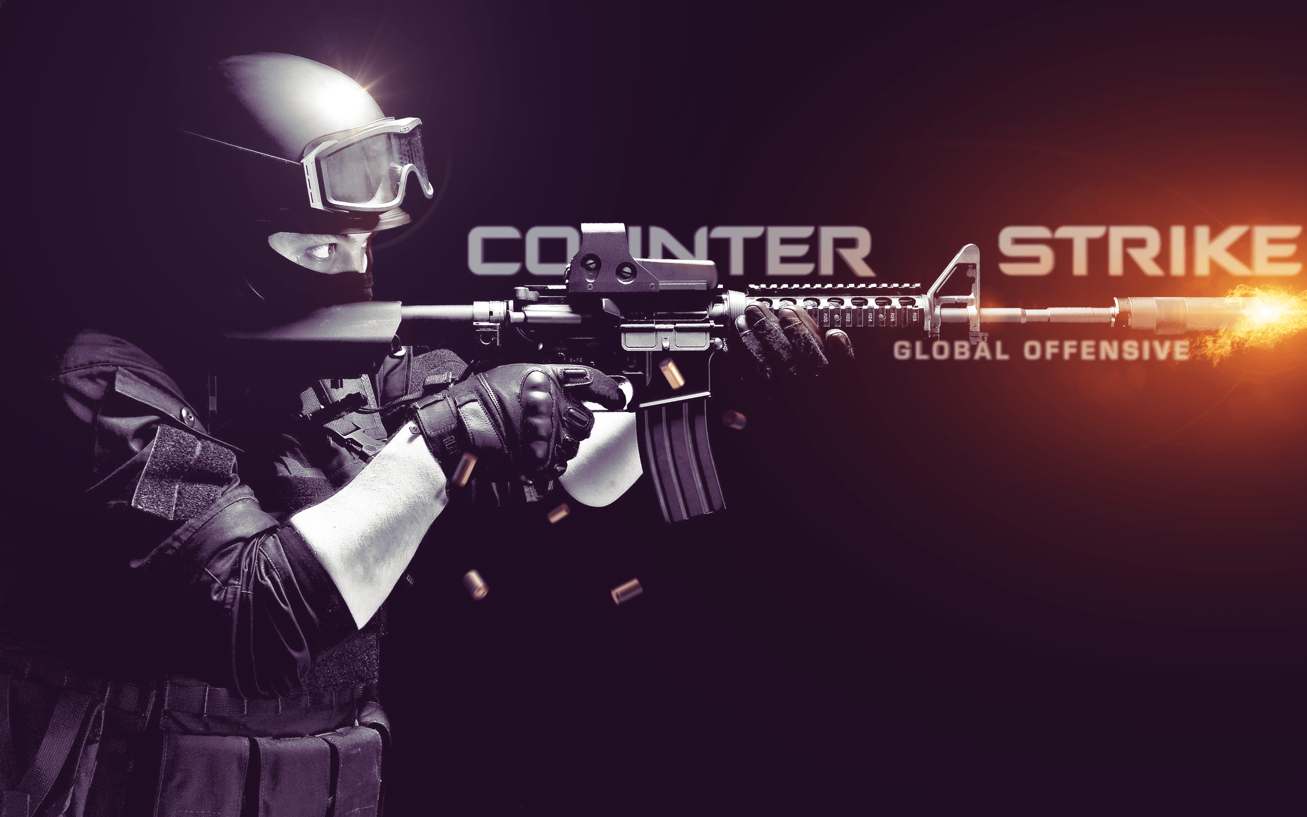 Counter-Strike: Global Offensive, Logo, Soldat, M4A4, Lila, 2K, Breitbild-Hintergrundbild