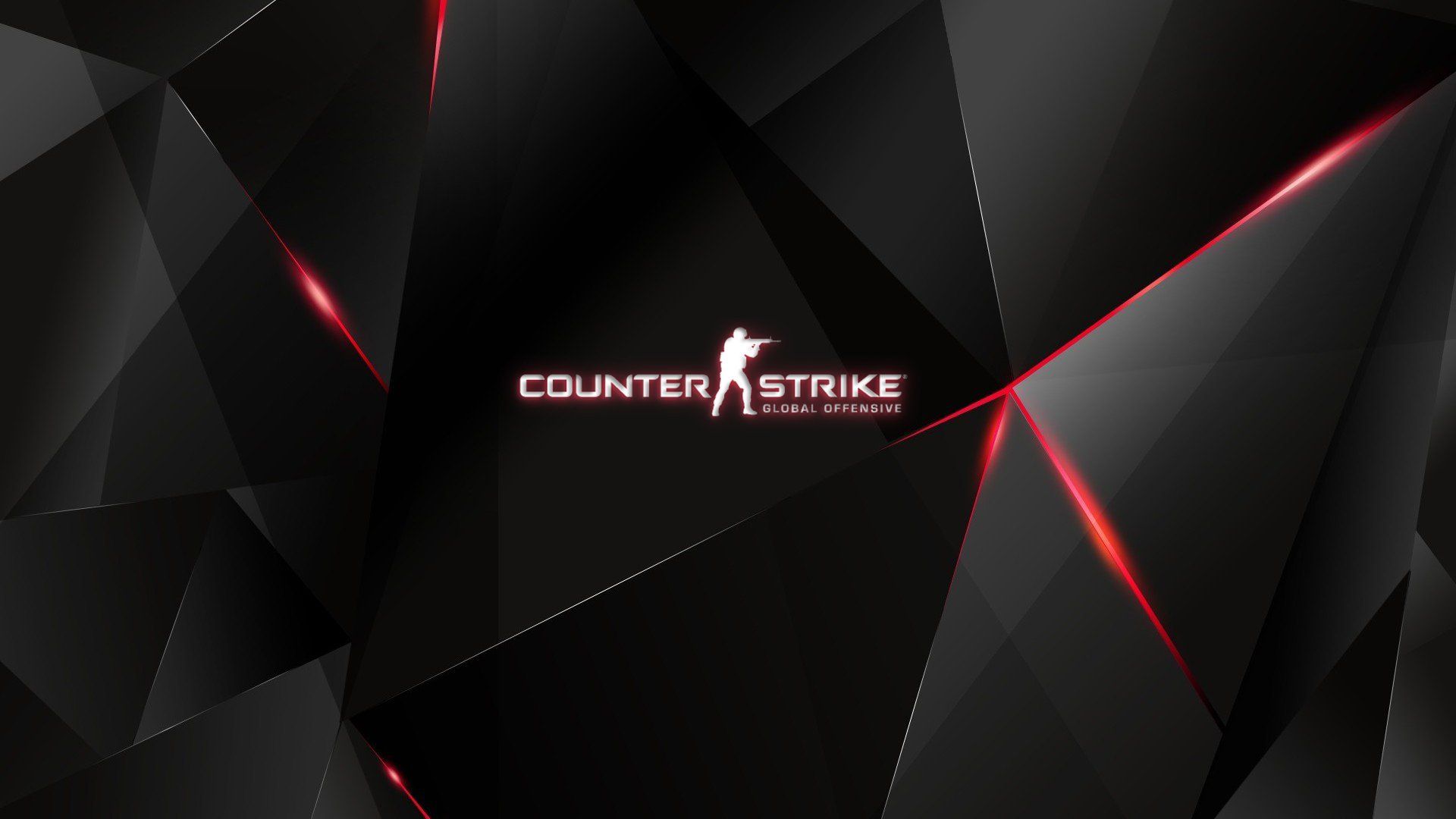 Counter-Strike: Global Offensive, Logo, Polygone, Rote Linien, Schwarz, Full HD, Desktop-Hintergrund