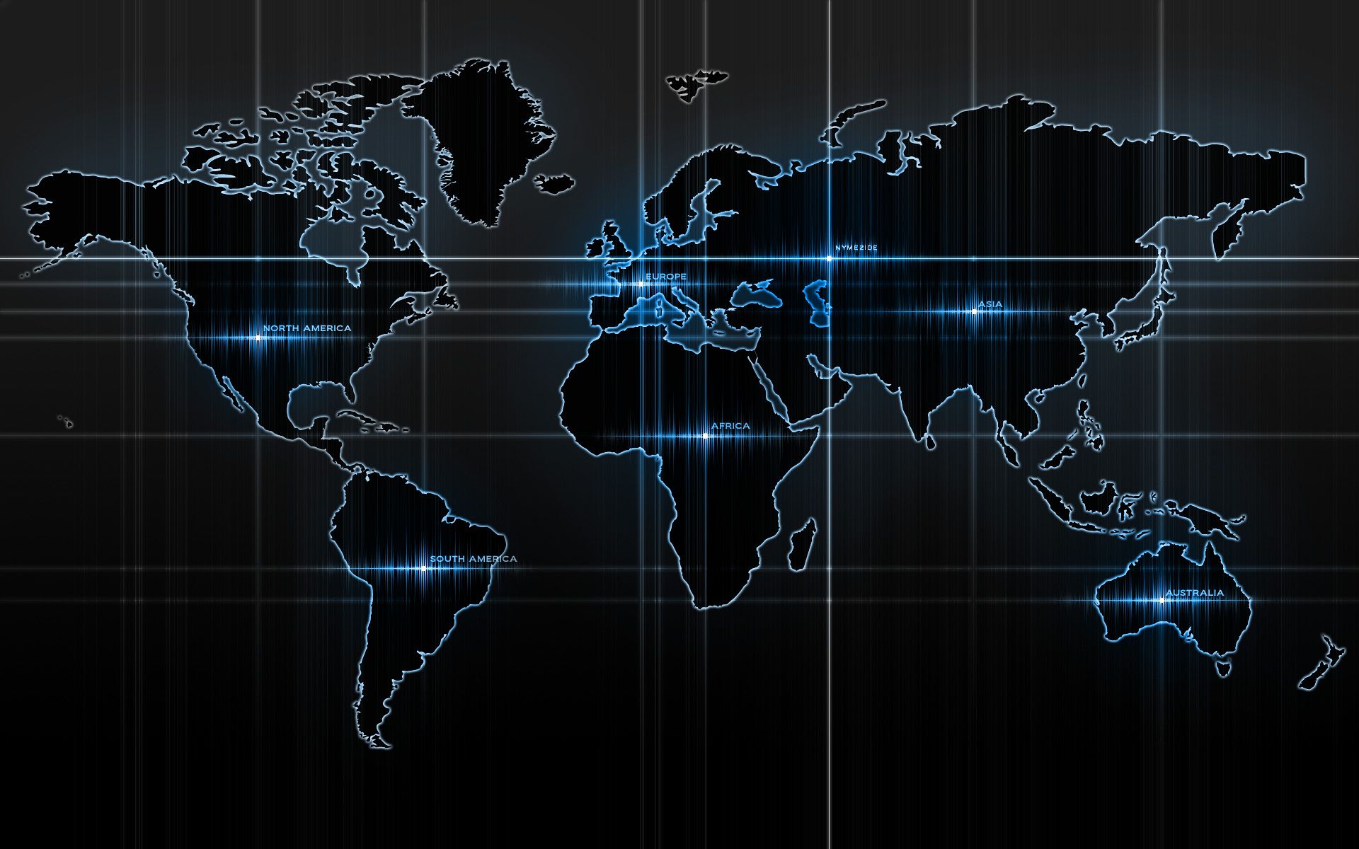 Digitale Karte, Lichtpunkte, Netzwerk, Dunkel, Futuristisch, Full HD, Desktop-Hintergrund