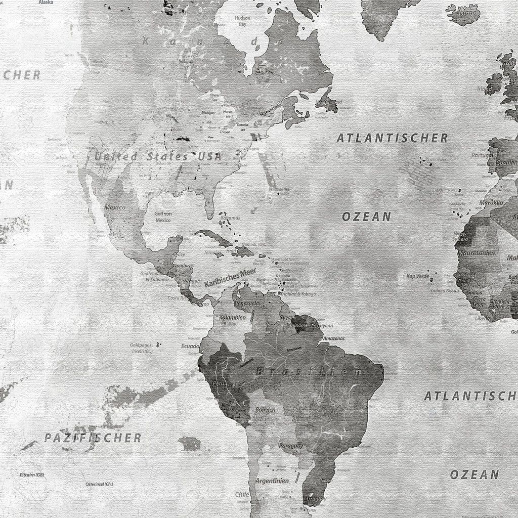 Amerika, Atlantik, Schwarz-Weiß, Detailkarte, Hintergrundbild für iPad und Tablet