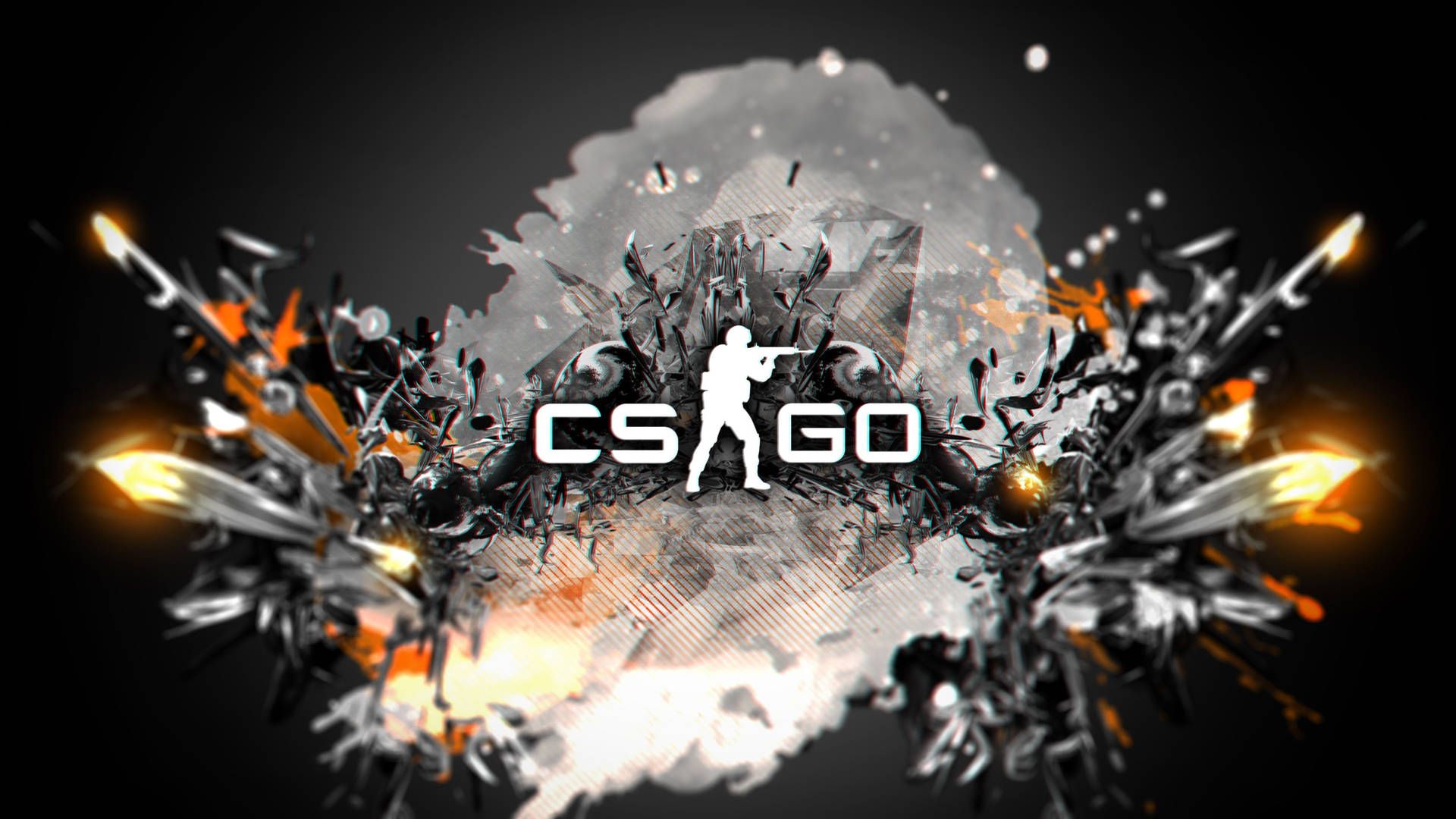 CS:GO, Logo, Explosion, Splitter, Schwarz-Weiß, 1920x1080, Full-HD-Hintergrundbild für PC