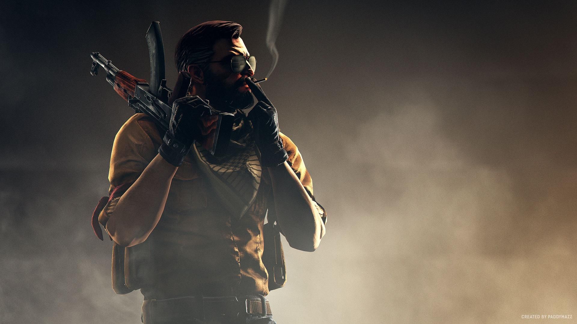 CS:GO, Terrorist, AK-47, Rauch, Sepia, 16:9, Full-HD-Hintergrundbild für den Desktop