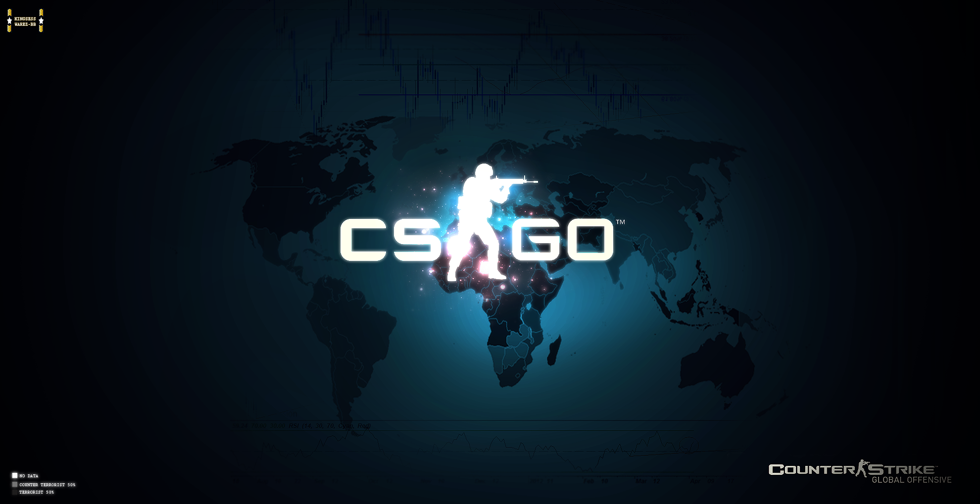 CS:GO, Logo, Weltkarte, Dunkelblau, Full HD, Desktop-Hintergrund für Windows