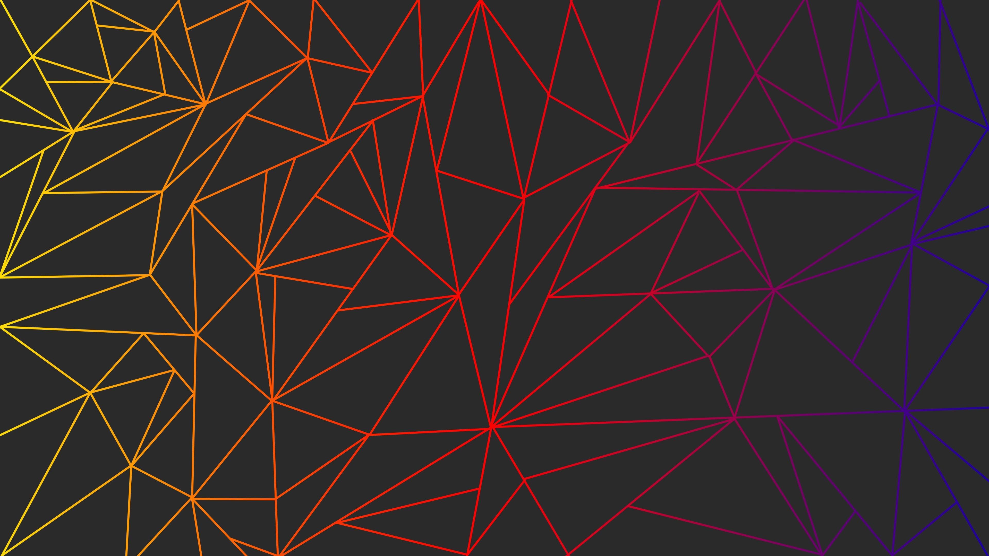 Polygone, Rote Linien, Geometrisch, Dunkelgrau, 4K, Hintergrundbild für den PC