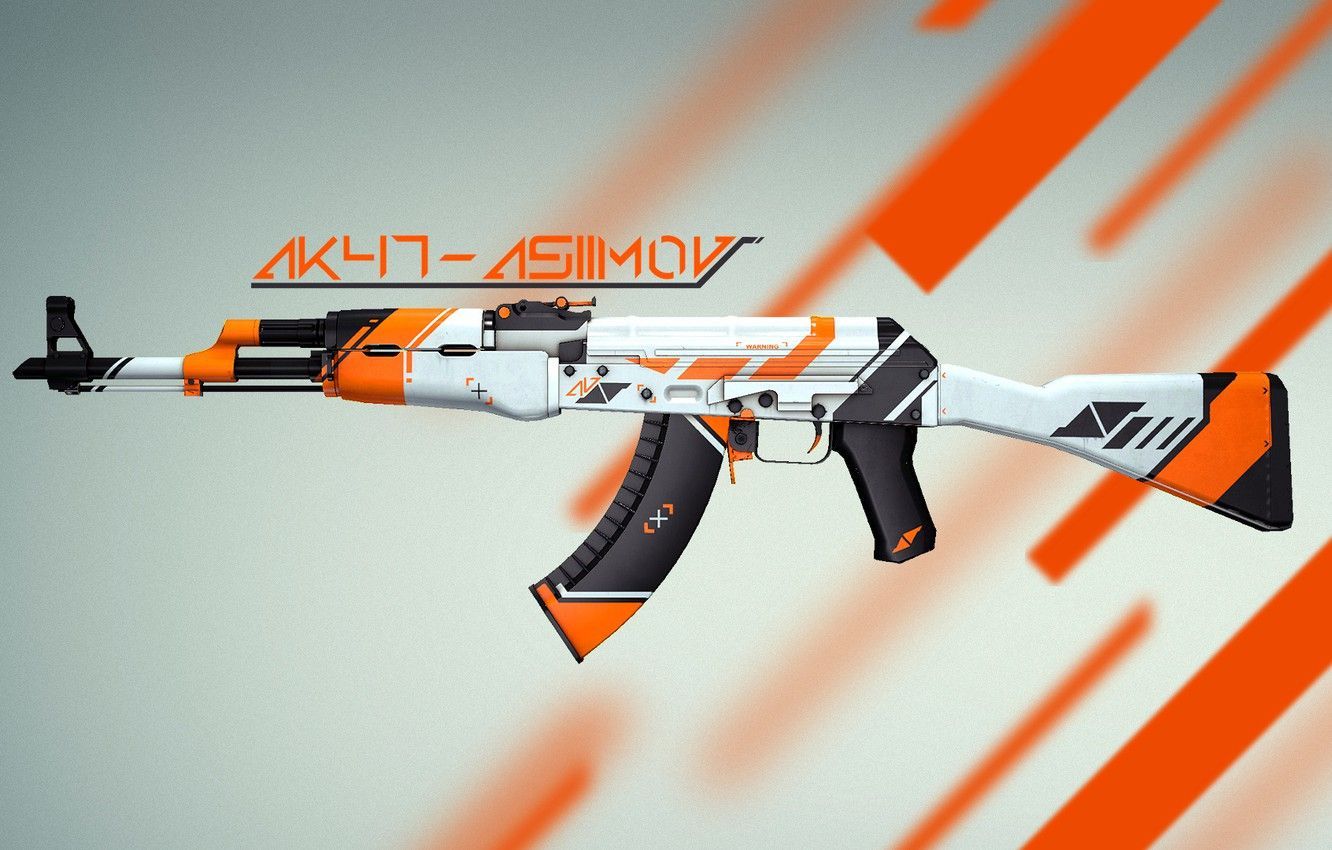 AK-47 Asiimov, Waffenskin, CS:GO, Orange und Weiß, HD, Hintergrund für den Desktop