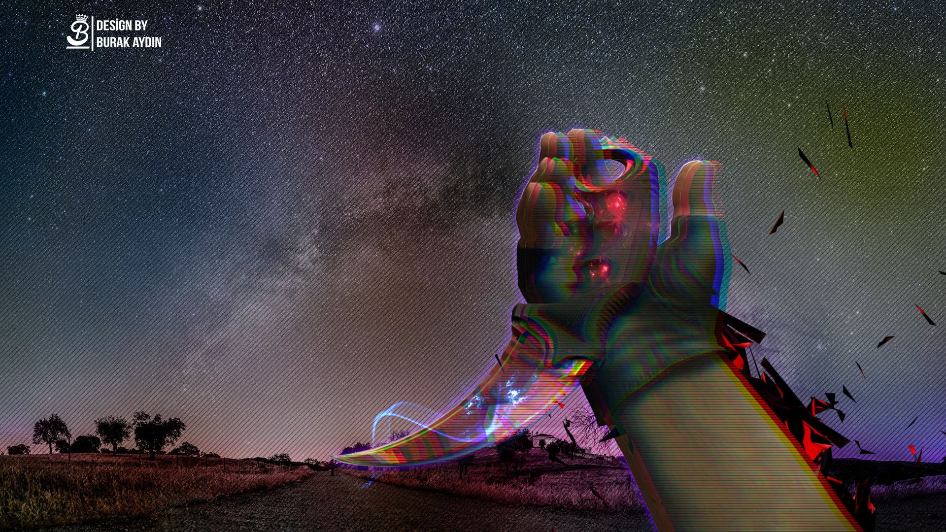 CS:GO, Messer, Hand, Milchstraße, Sternenhimmel, Full HD 1080p, Desktop-Hintergrundbild