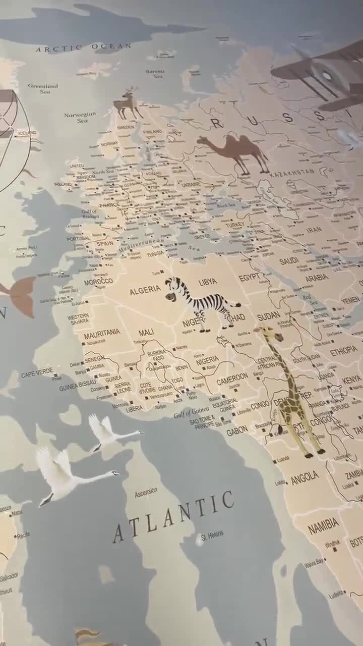 Atlantik, Afrika, Detailkarte, Unscharf, Pastellfarben, Hintergrundbild für iPhone und Android