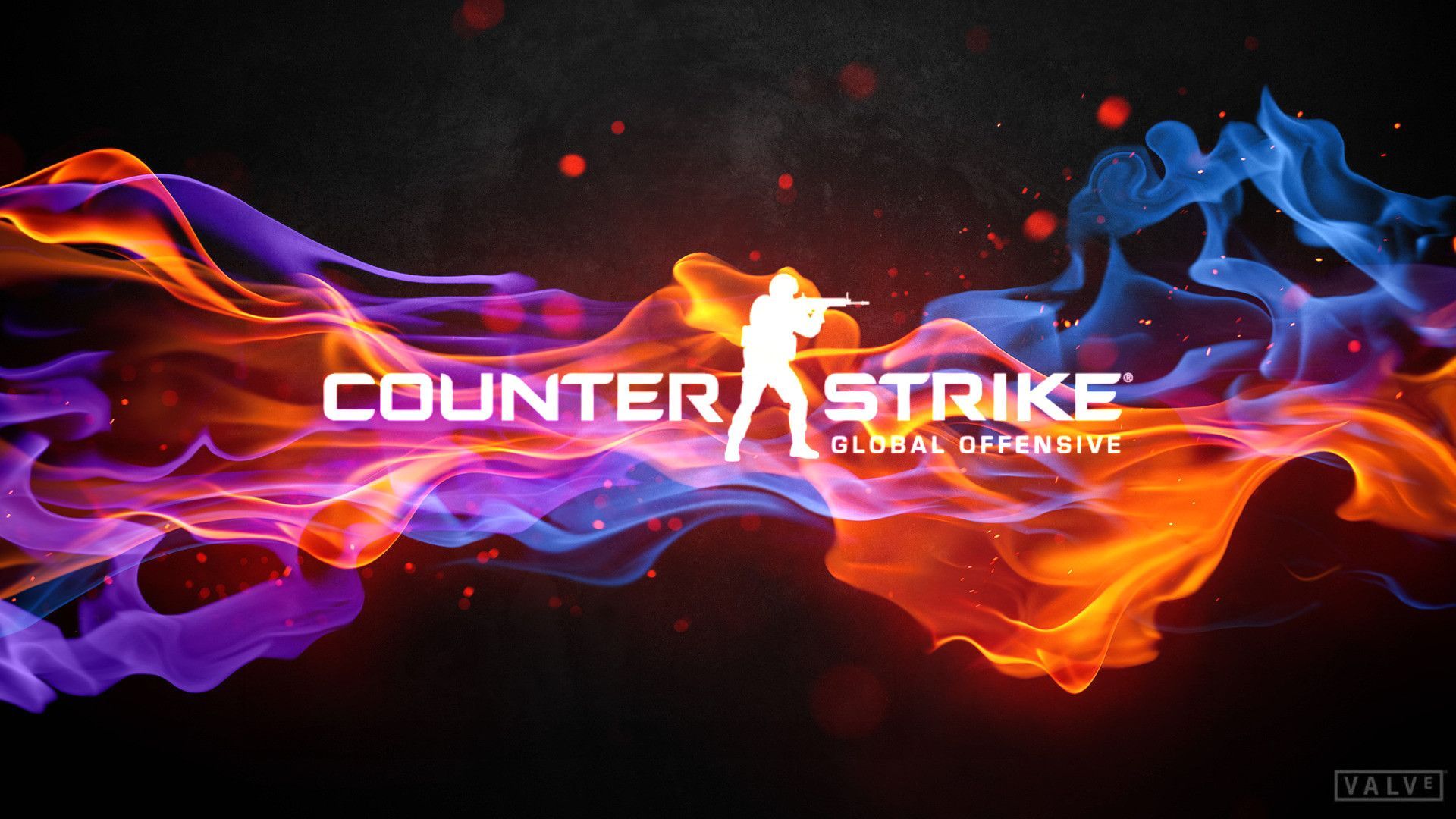 Counter-Strike: Global Offensive, Logo, Feuer, Lila und Orange, Flammen, 1920x1080, Desktop-Hintergrund