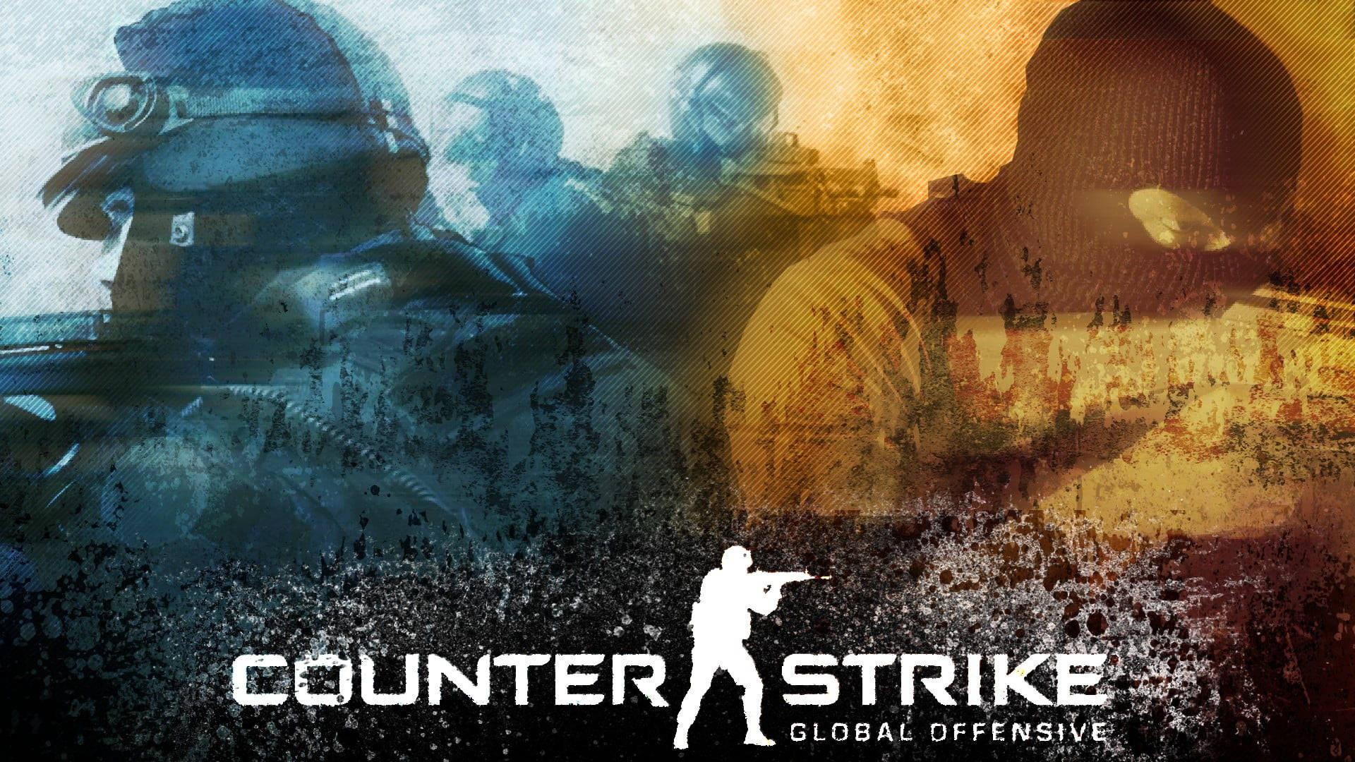 Counter-Strike: Global Offensive, Logo, Soldaten, Terroristen, Sepia und Blau, Full-HD-Hintergrundbild