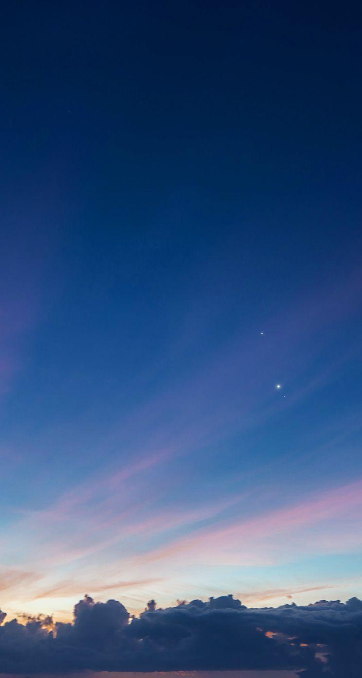 Abendhimmel, Wolken, Dämmerung, Blauer Himmel, Minimalistisch, HD, Handy-Hintergrund