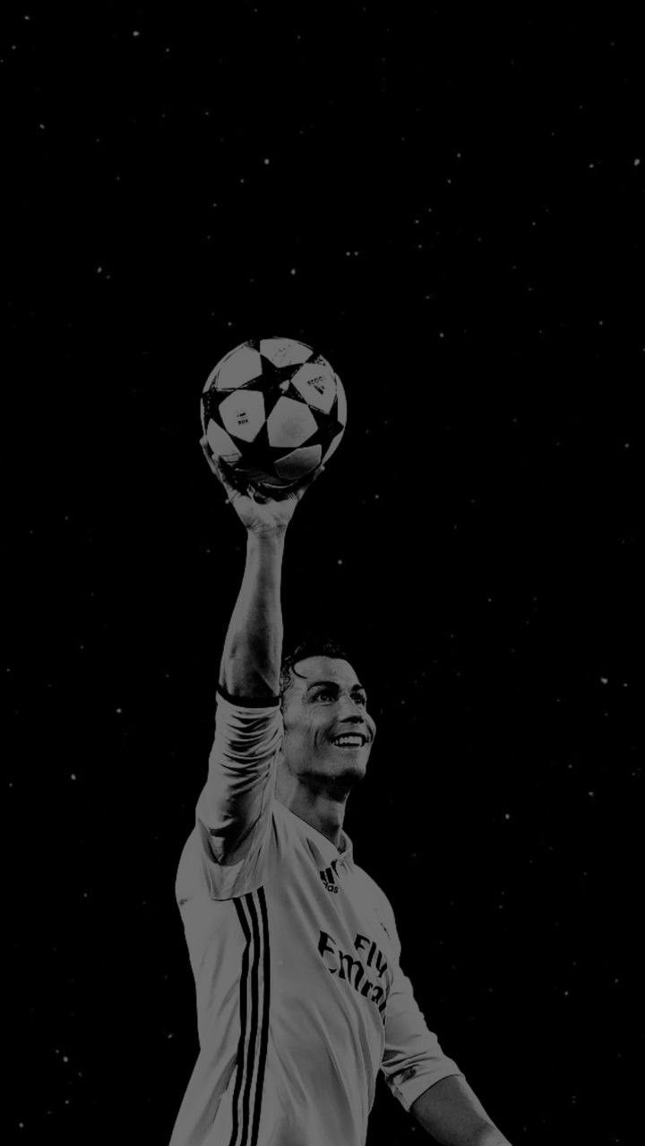 Fußballspieler, Ball, Schwarzer Hintergrund, Dunkel, Minimalistisch, Sperrbildschirm fürs iPhone