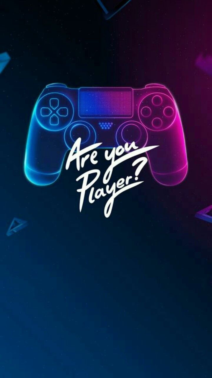 Are You Player?, Gamepad, Neon, Schriftzug, Dunkelblau, HD, Handy-Hintergrund im Hochformat
