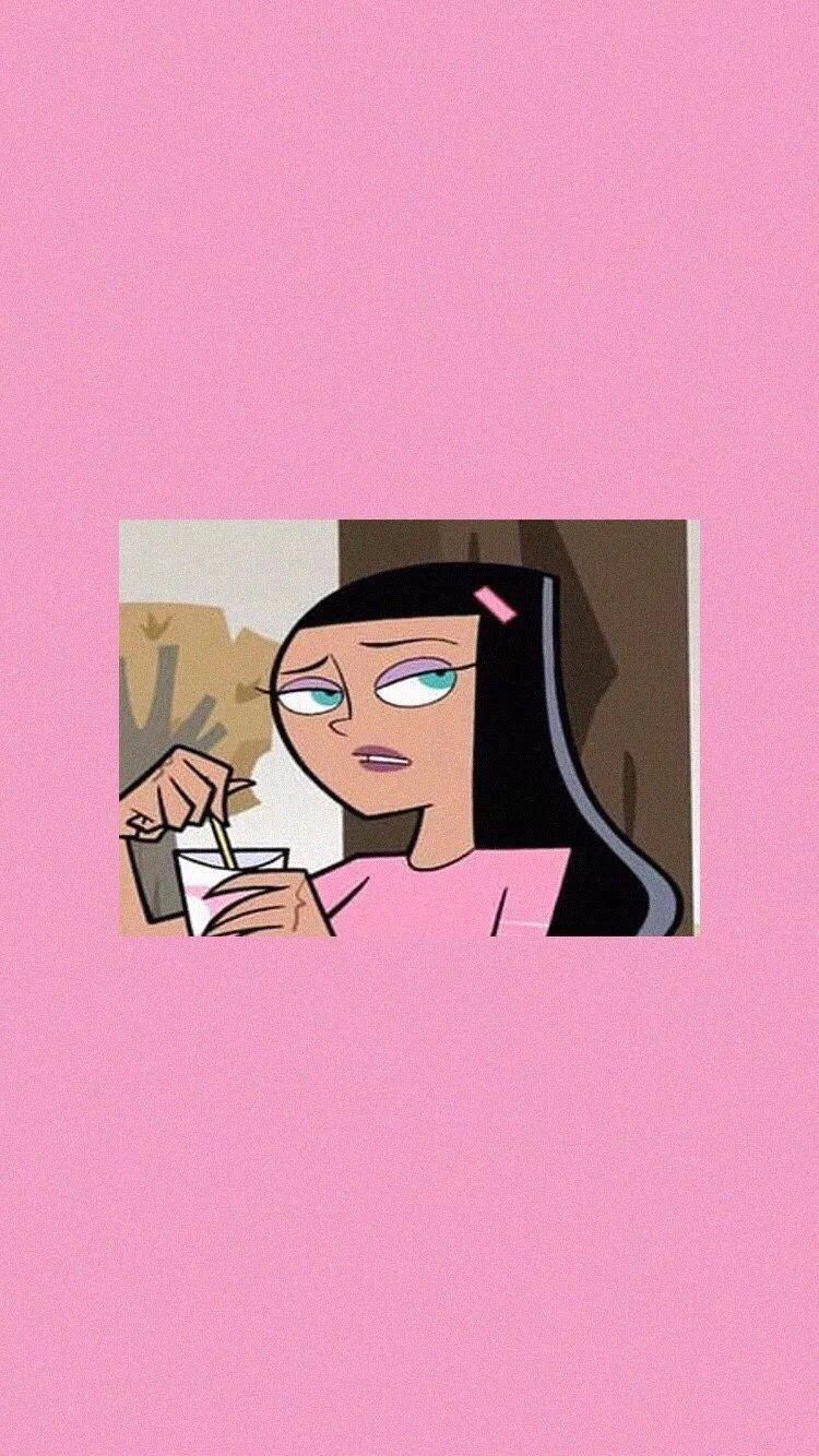 Cartoon-Figur, Rosa Hintergrund, Minimalistisch, Gamerin, Sperrbildschirm fürs iPhone