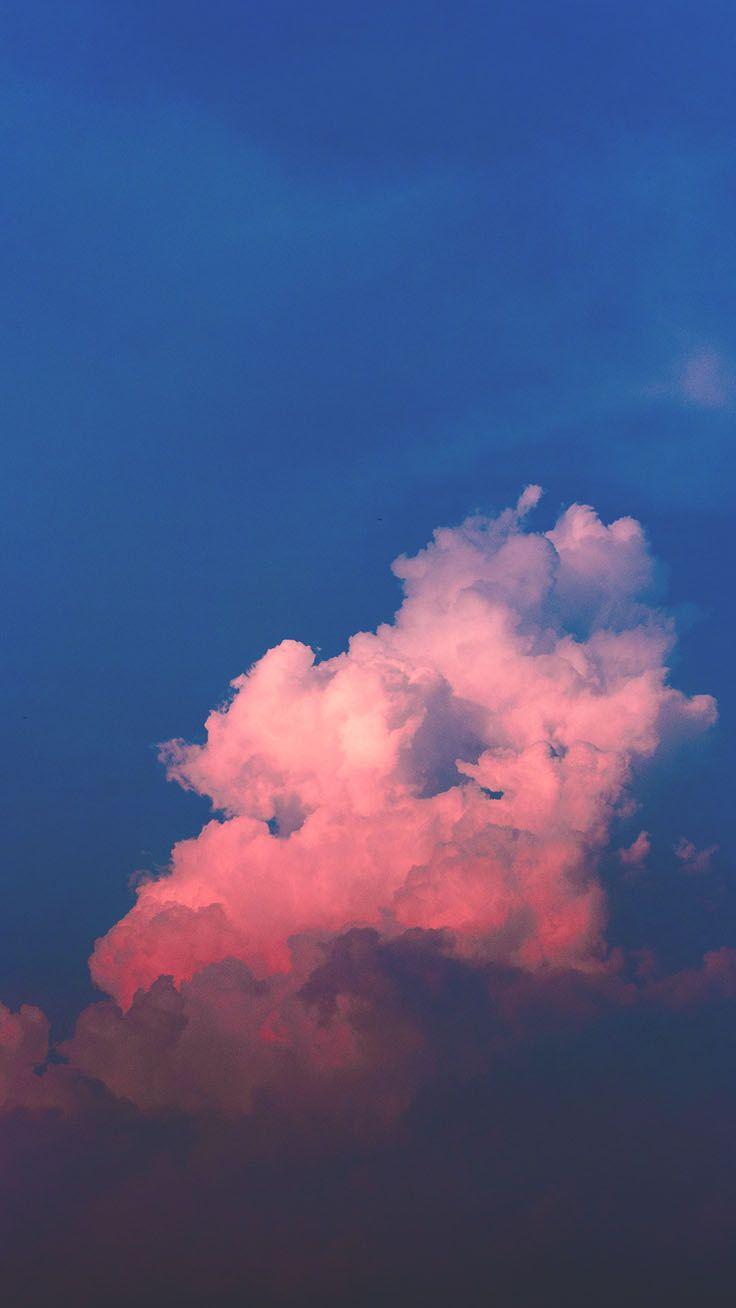 Wolke, Blauer Himmel, Rosa Wolke, Dämmerung, Minimalistisch, HD, Handy-Hintergrundbild