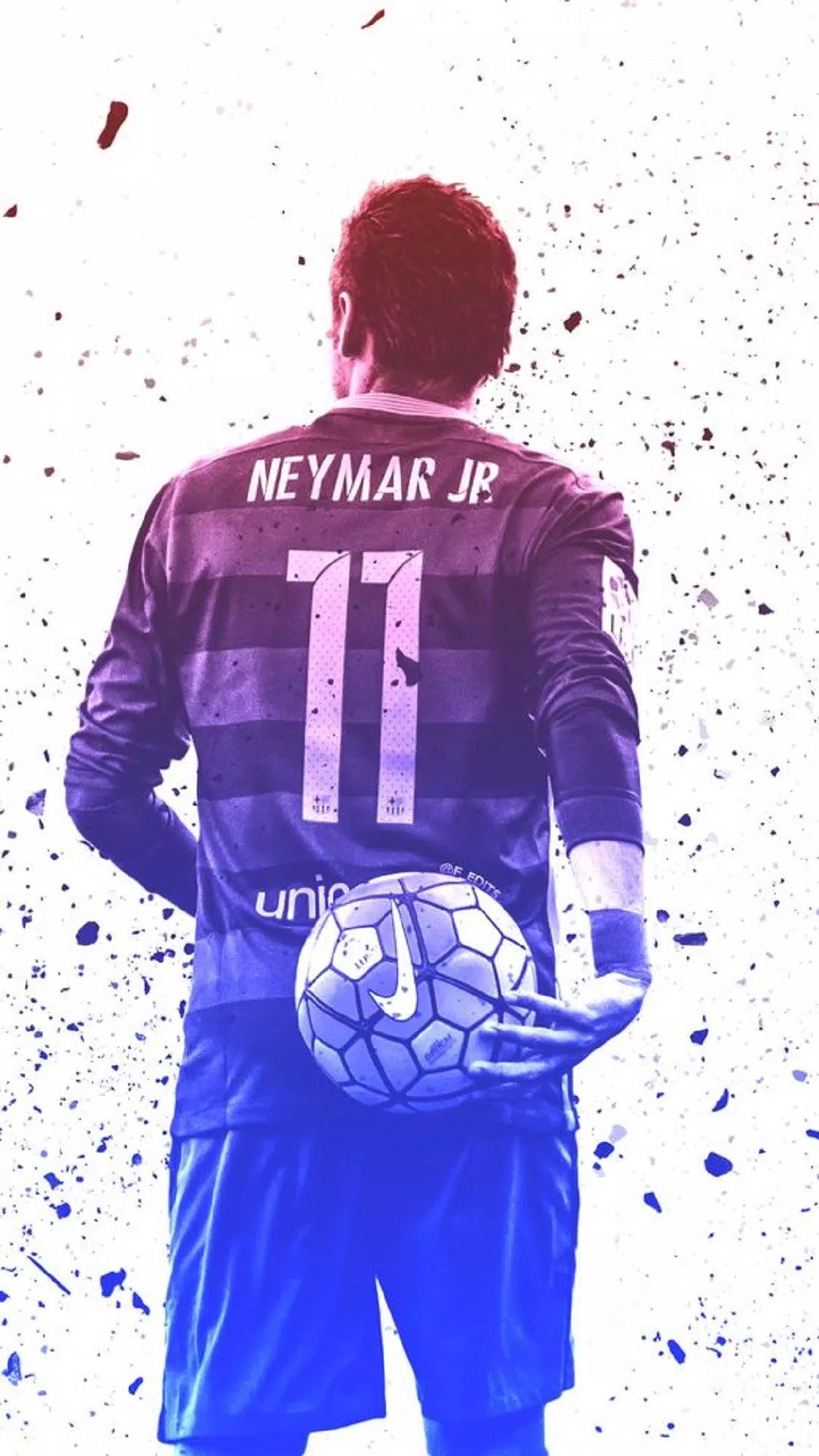 Neymar Jr., Rückennummer 11, Farbspritzer, Weißer Hintergrund, Rückansicht, Sperrbildschirm fürs iPhone