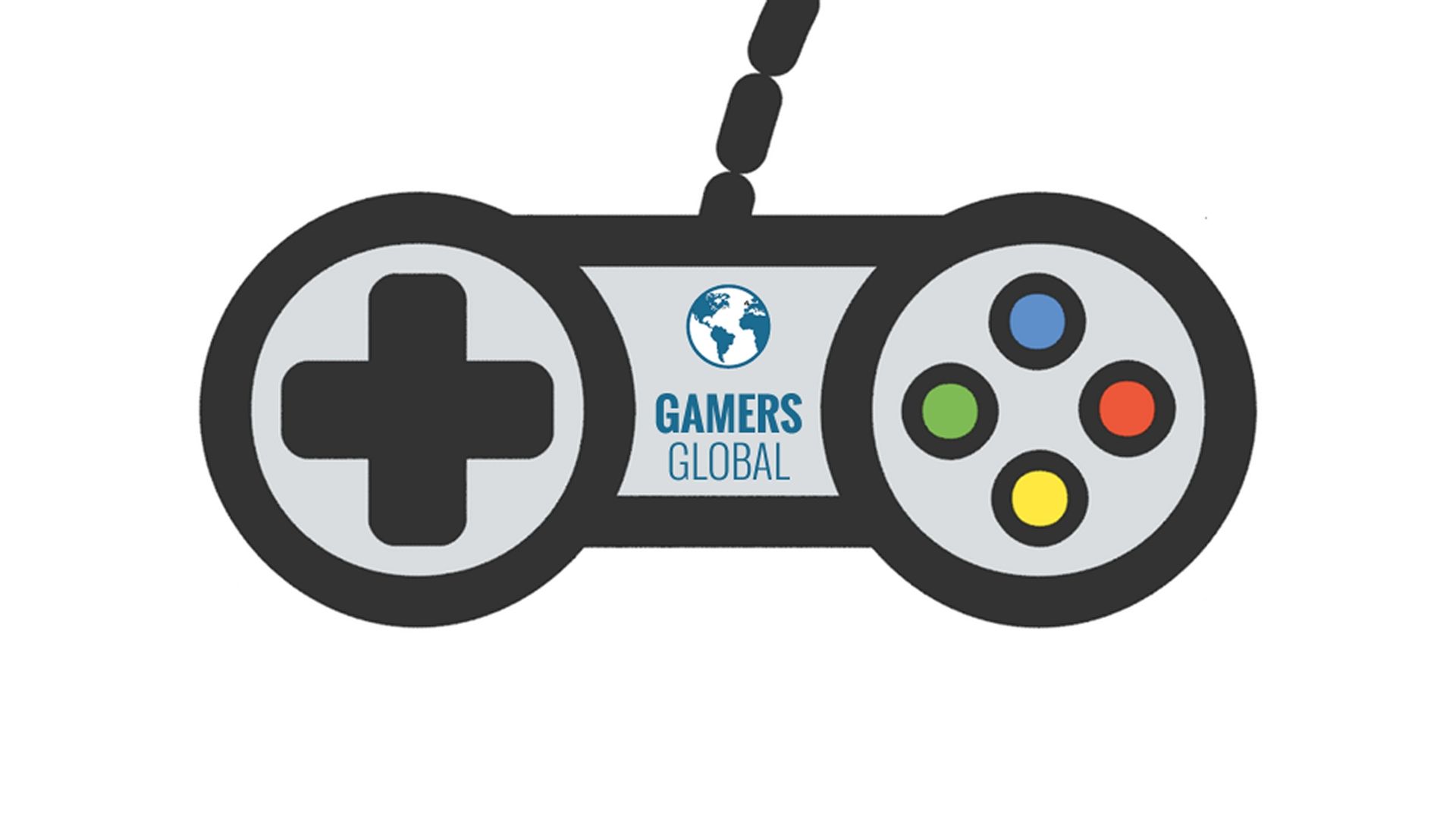 Gamepad, Gamers Global, Logo, Illustration, Weißer Hintergrund, Full HD Wallpaper