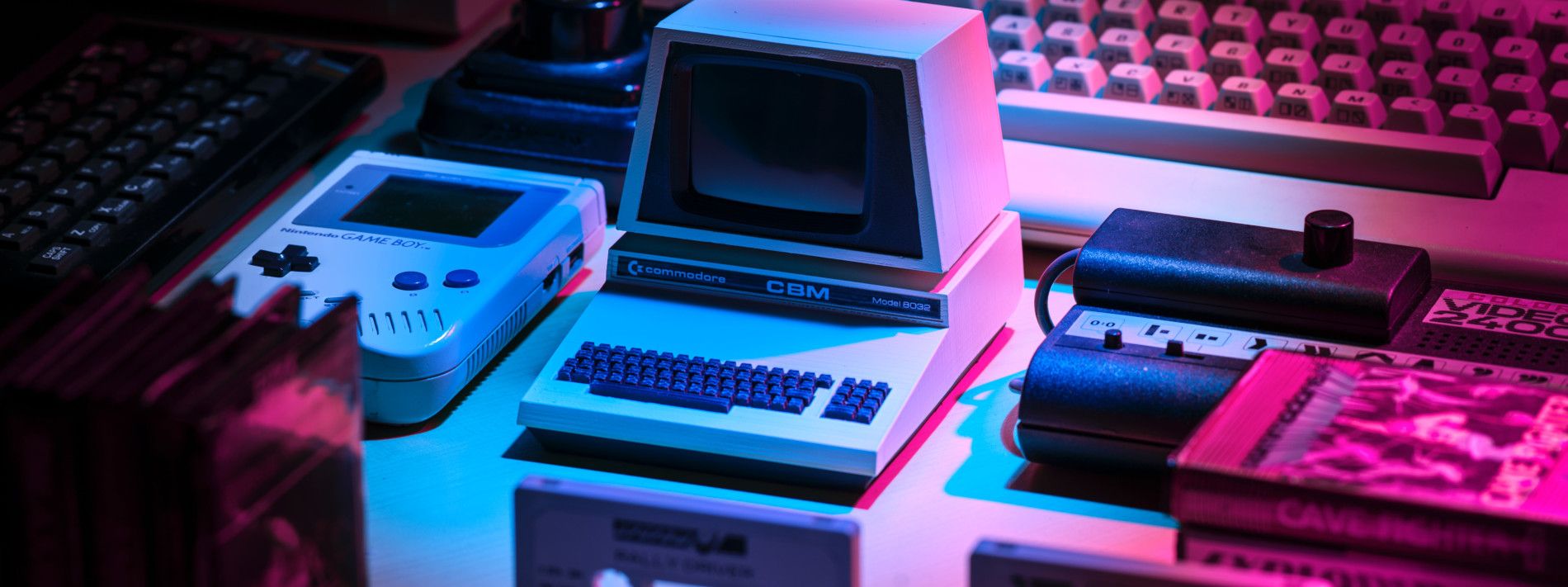 Game Boy, Retro-Computer, Konsolen, Neonlicht, Vintage, HD, Desktop-Hintergrund für Windows
