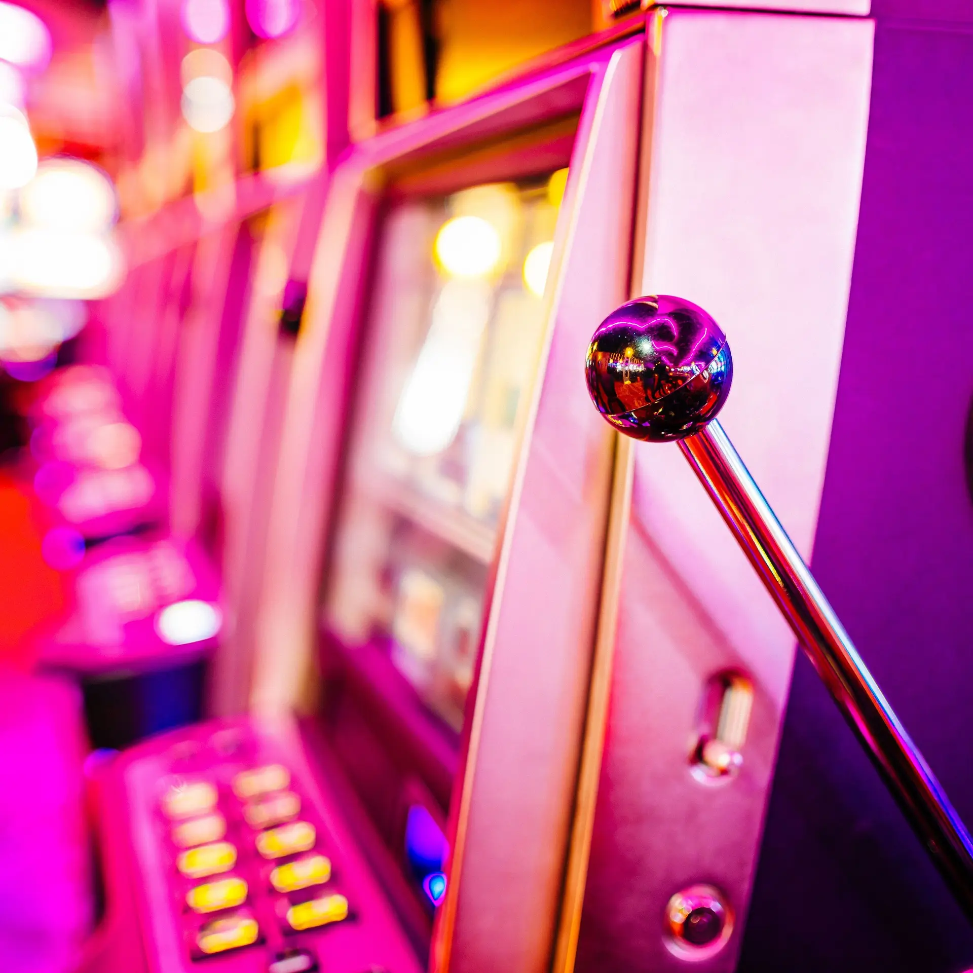 Spielautomat, Joystick, Pink, Neon, Arcade, Hintergrundbild für iPad und Tablet