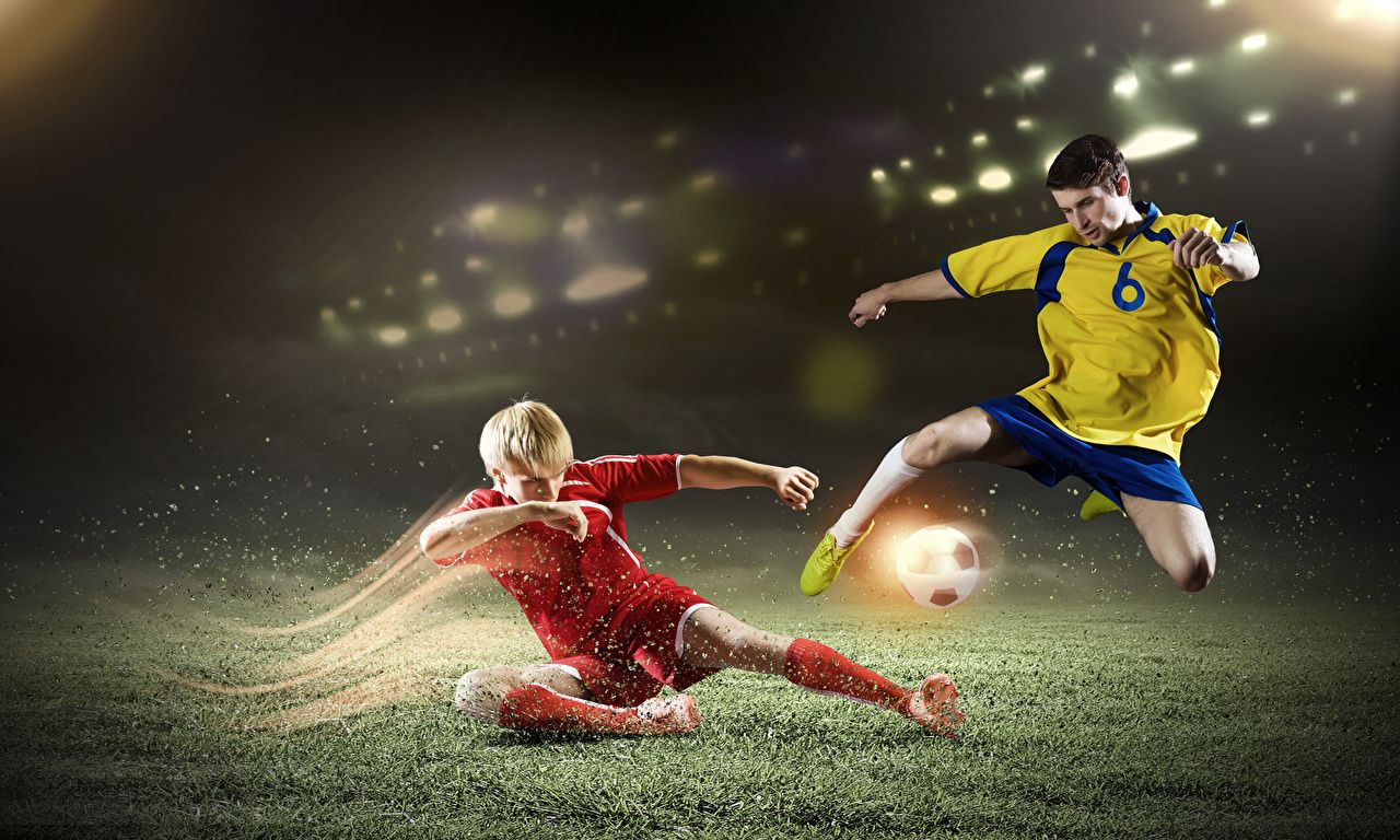 Zweikampf, Grätsche, Gelbes Trikot, Stadion, Digital Art, HD, Windows-Hintergrundbild