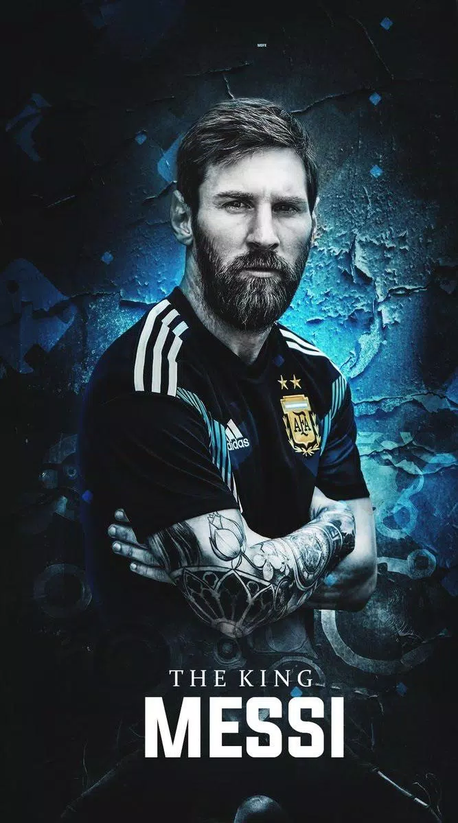 Lionel Messi, The King, Argentinien, Porträt, Blau, Hintergrundbild für iPhone und Android