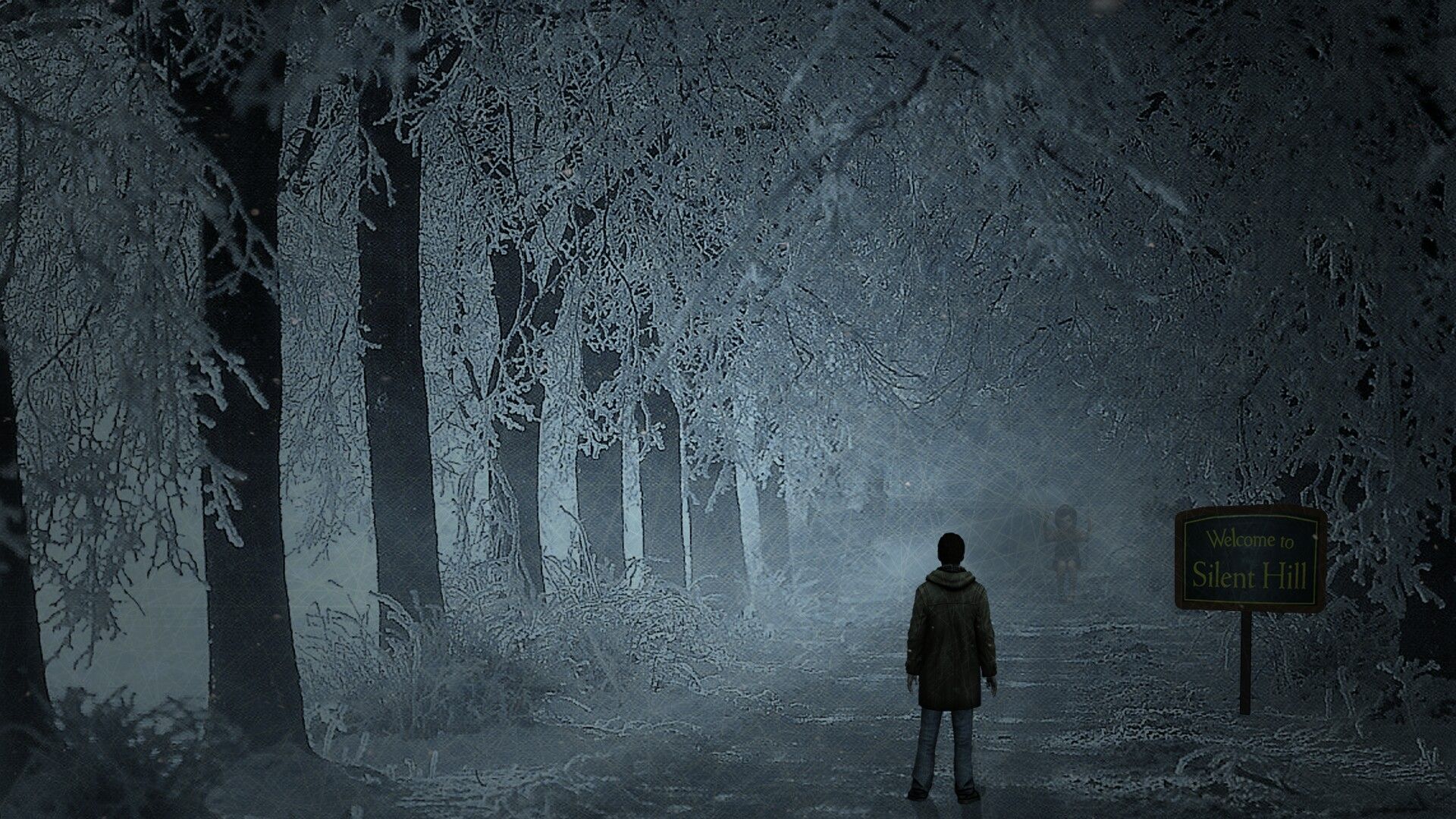 James Sunderland, Silent Hill 2, Wald, Nebel, Frost, 16:9, Full-HD-Hintergrundbild für den Desktop