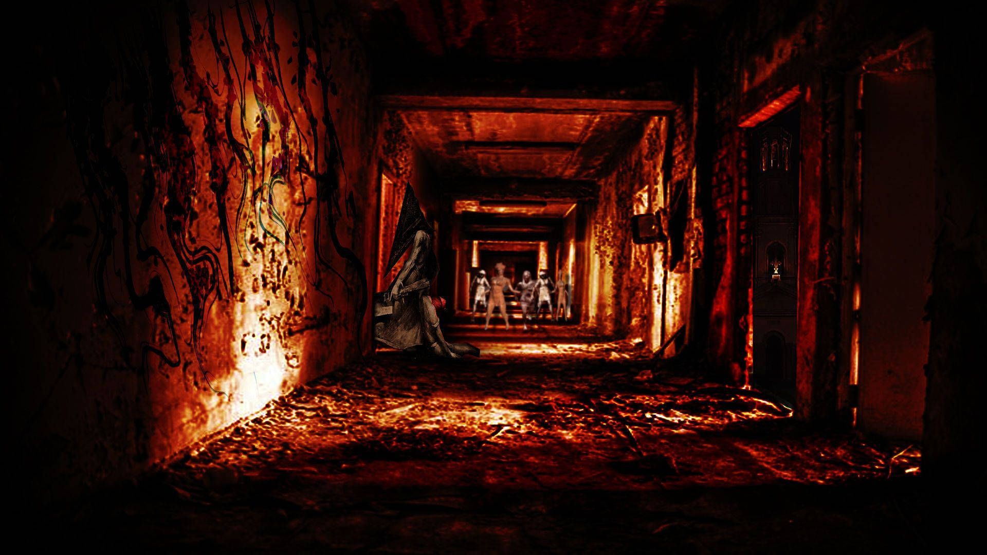 Silent Hill, Anderswelt, Korridor, Feuer, Horror, 1920x1080, Full-HD-Hintergrundbild für PC