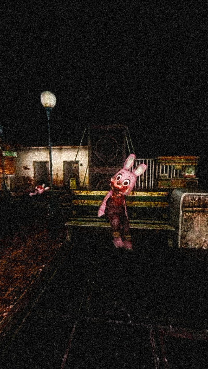 Silent Hill, Nacht, Straßenlaterne, Robbie the Rabbit, Vergnügungspark, Android-Hintergrundbild