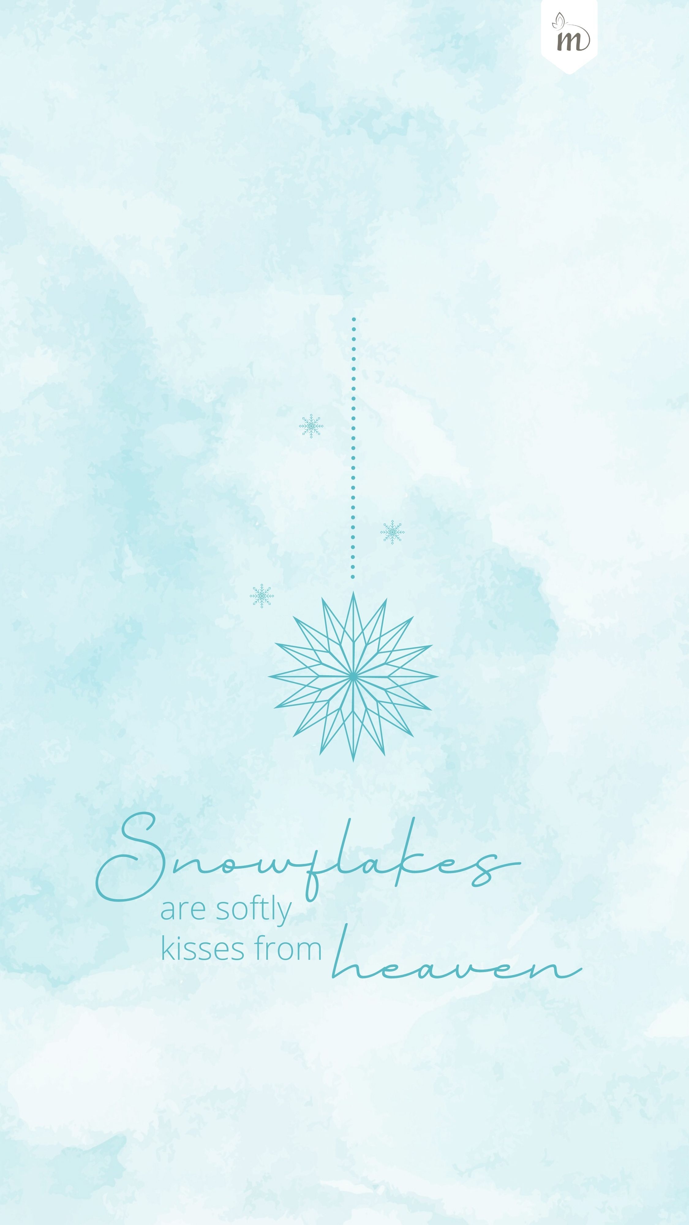 Schneeflocke, Zitat, Aquarell, Hellblau, Hintergrundbild für iPhone und Android
