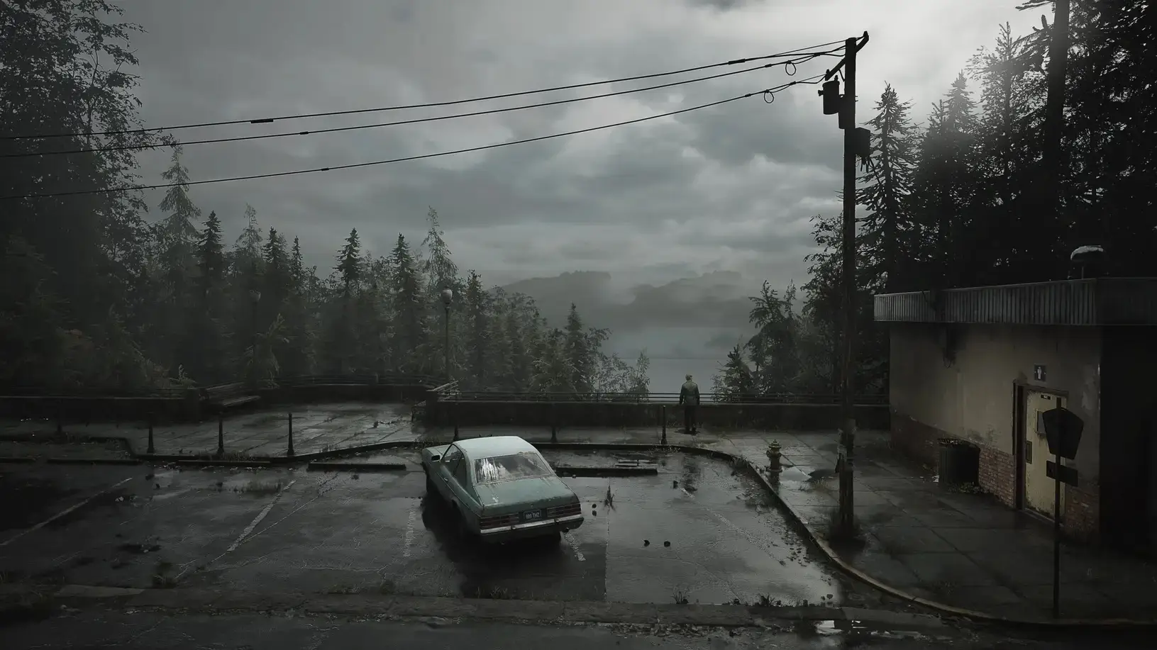 Silent Hill 2 Remake, Parkplatz, Auto, Nebel, Kleinstadt, HD, PC-Hintergrundbild