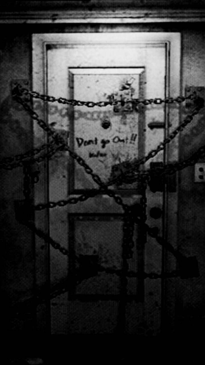 Silent Hill, Tür, Ketten, Schwarz-Weiß, Horror, HD, Hintergrundbild fürs Handy