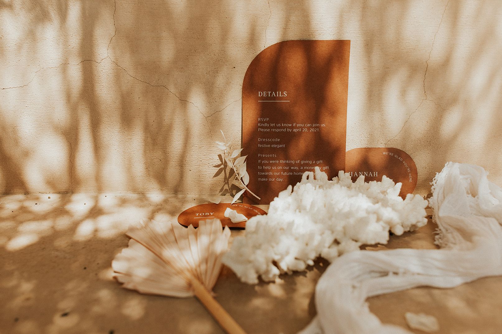 Hochzeitsdeko, Menükarte, Korallen, Schattenspiel, Beige, Stillleben, HD, Windows-Hintergrundbild