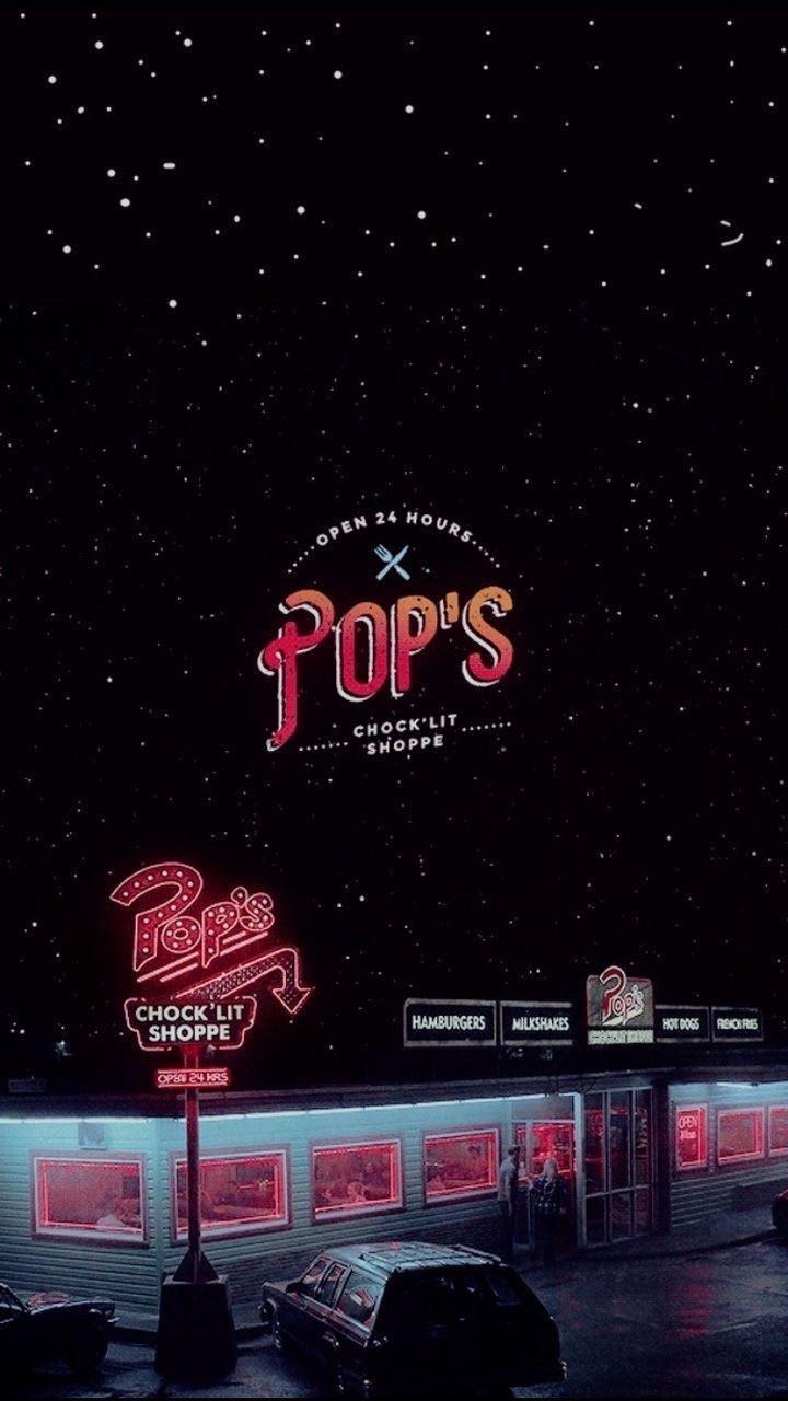 Pop's Chock'lit Shoppe, Riverdale, Diner, Neonschild, Sternenhimmel, Android-Hintergrundbild