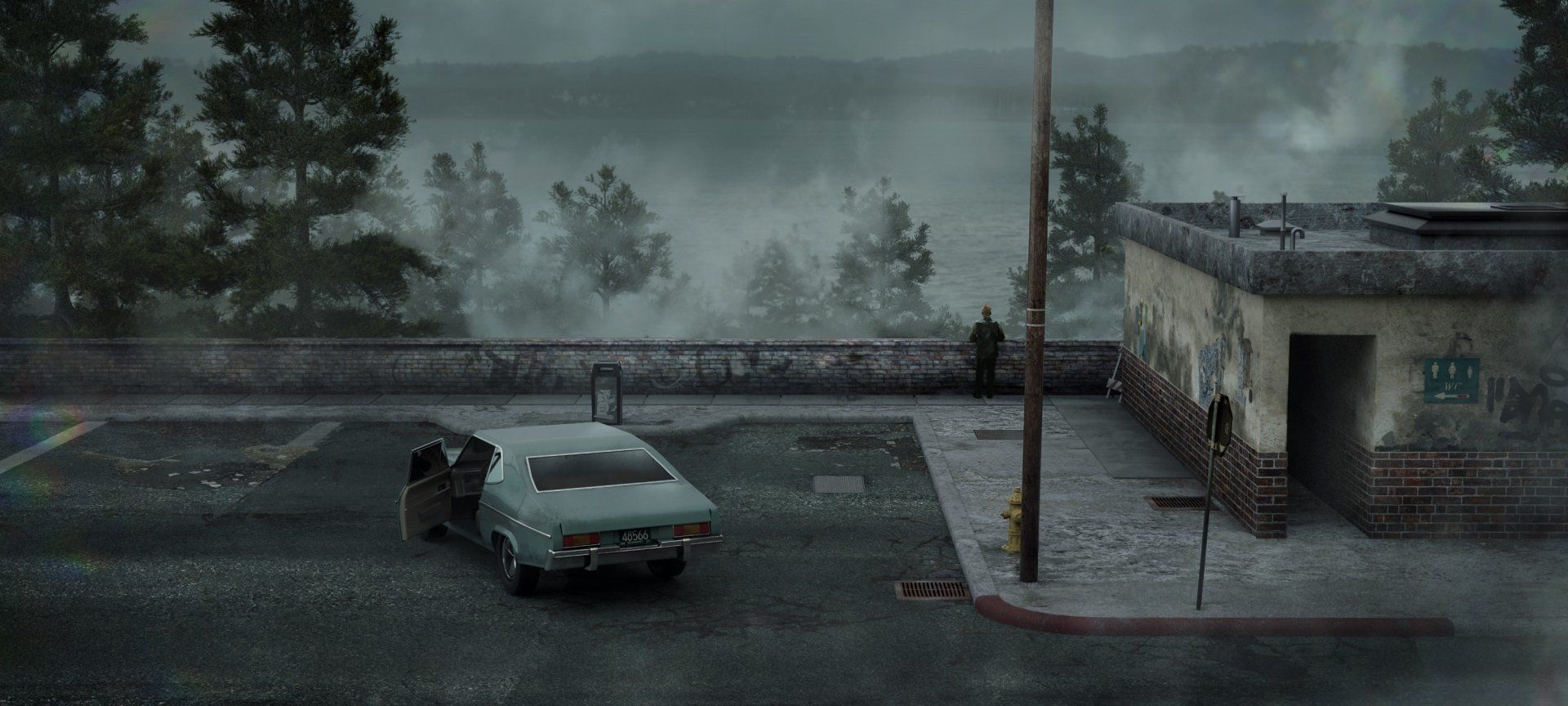 Silent Hill 2 Remake, Parkplatz, Auto, Nebel, Aussichtspunkt, Full HD, Desktop-Hintergrund